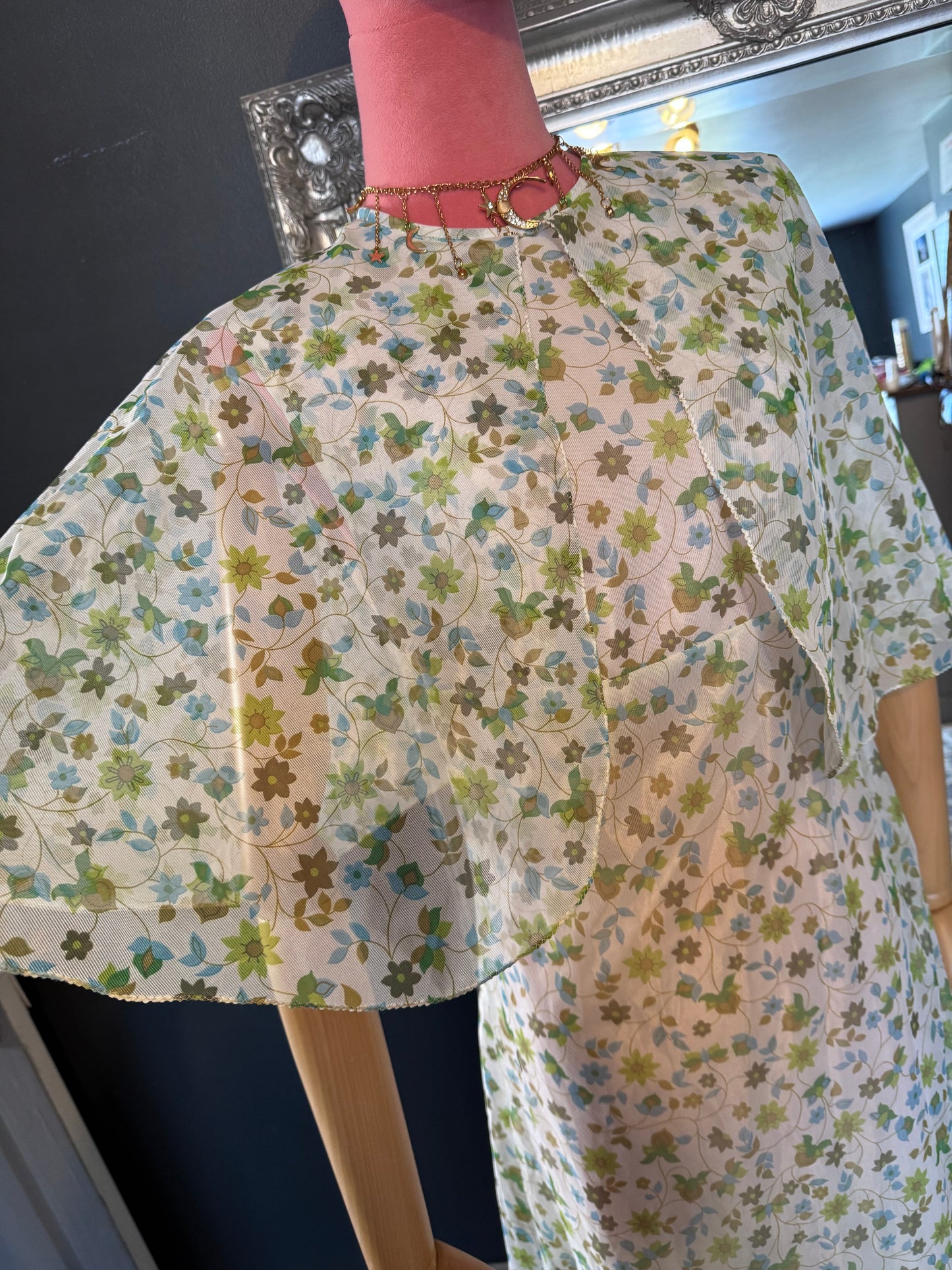 Vintage 1970s cape maxi dress