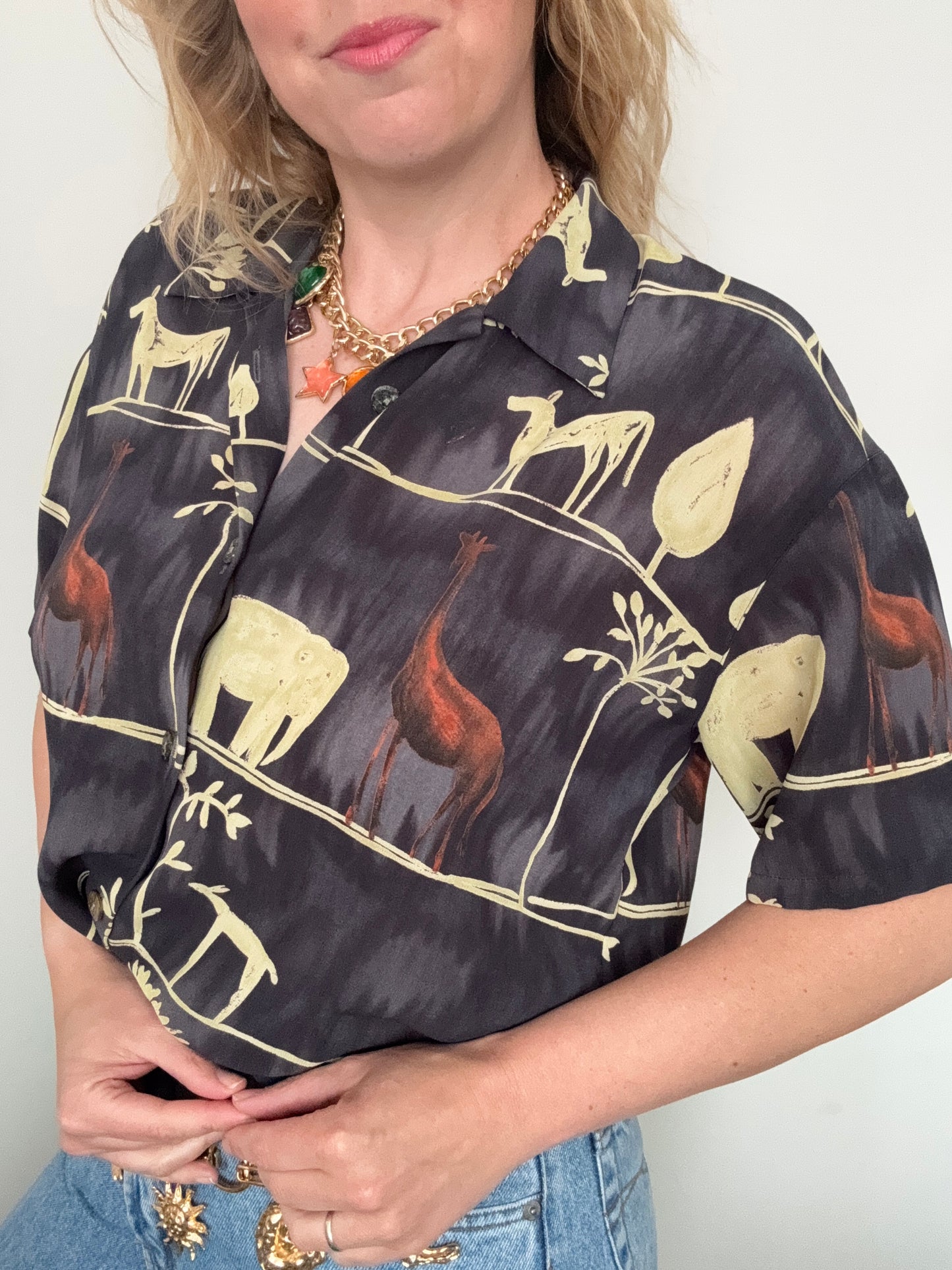 Vintage safari animal print shirt