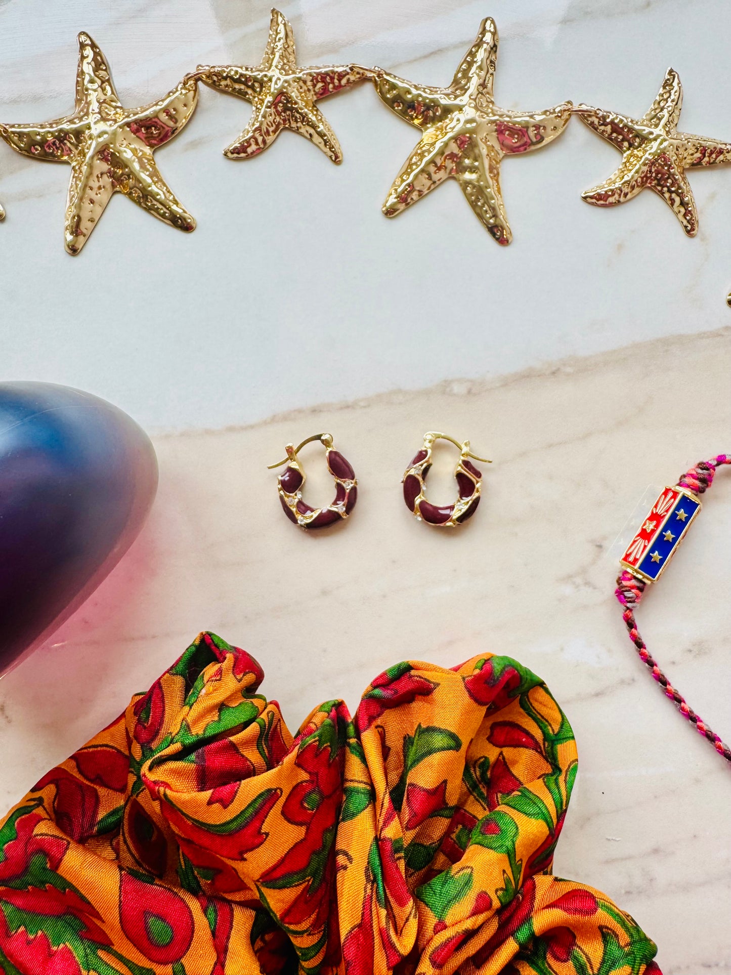 Enamel hoop earrings