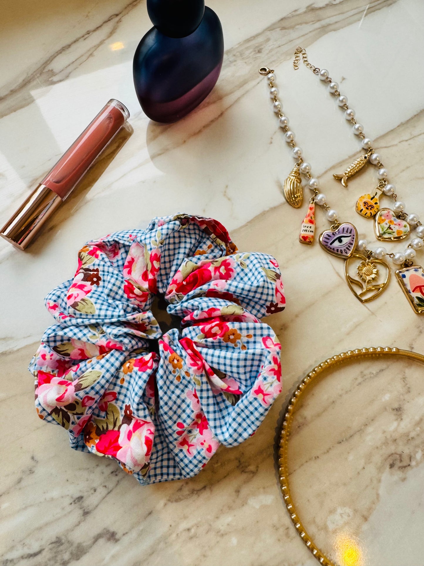 ‘Picnic’ floral spray scrunchie