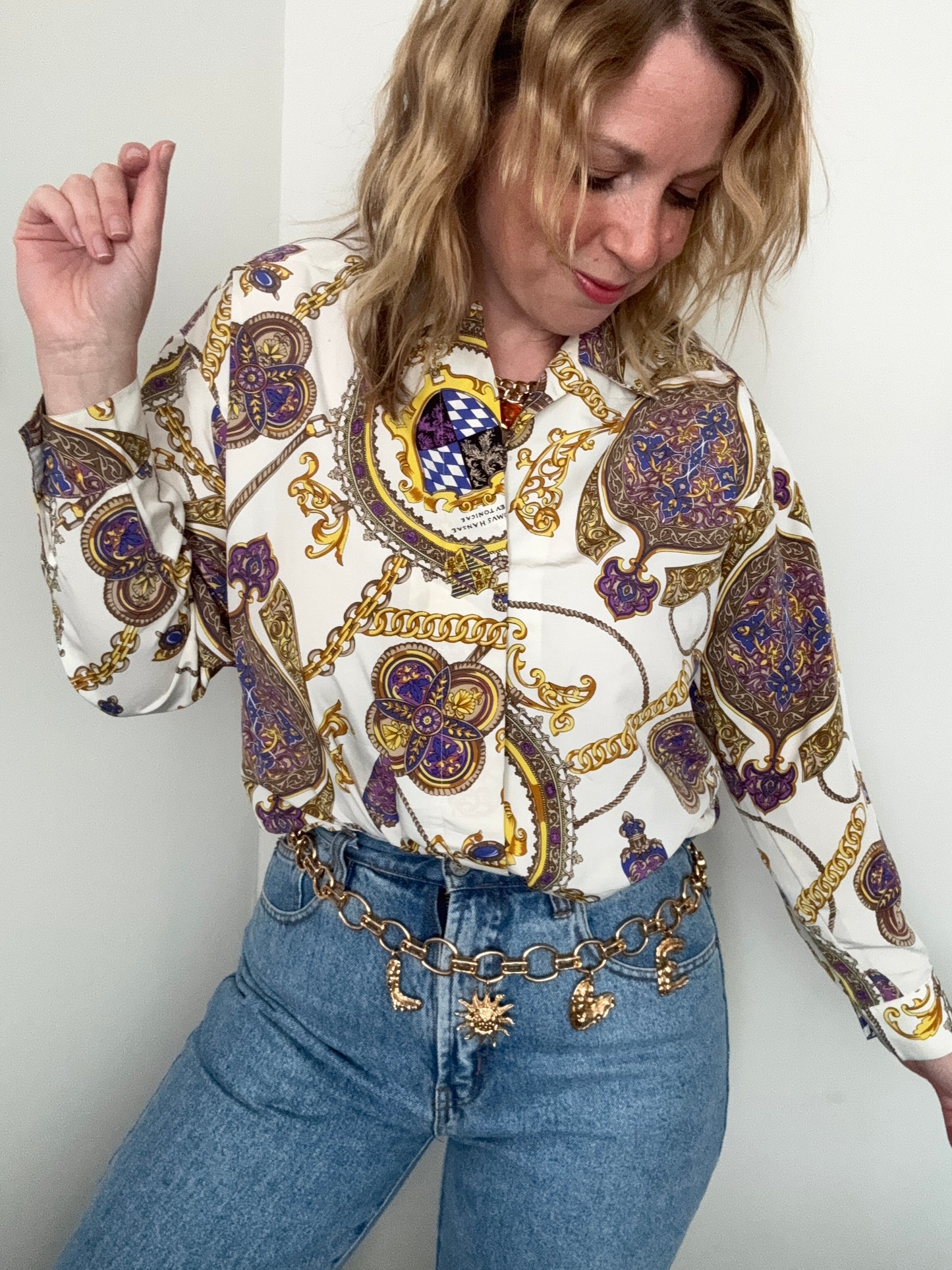 Vintage 80s chain-print shirt.