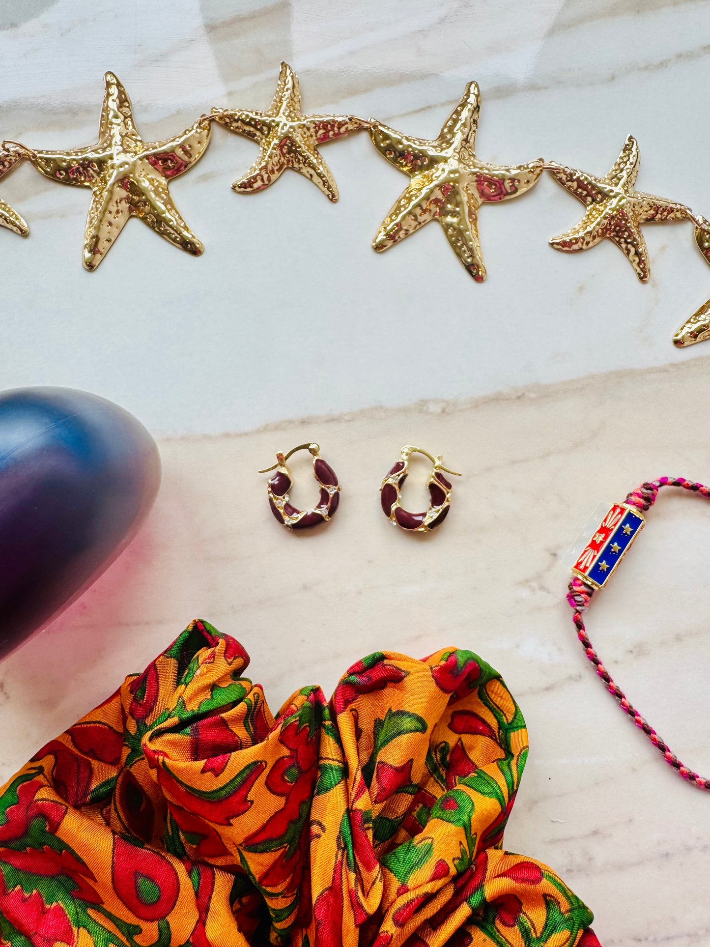 Enamel hoop earrings