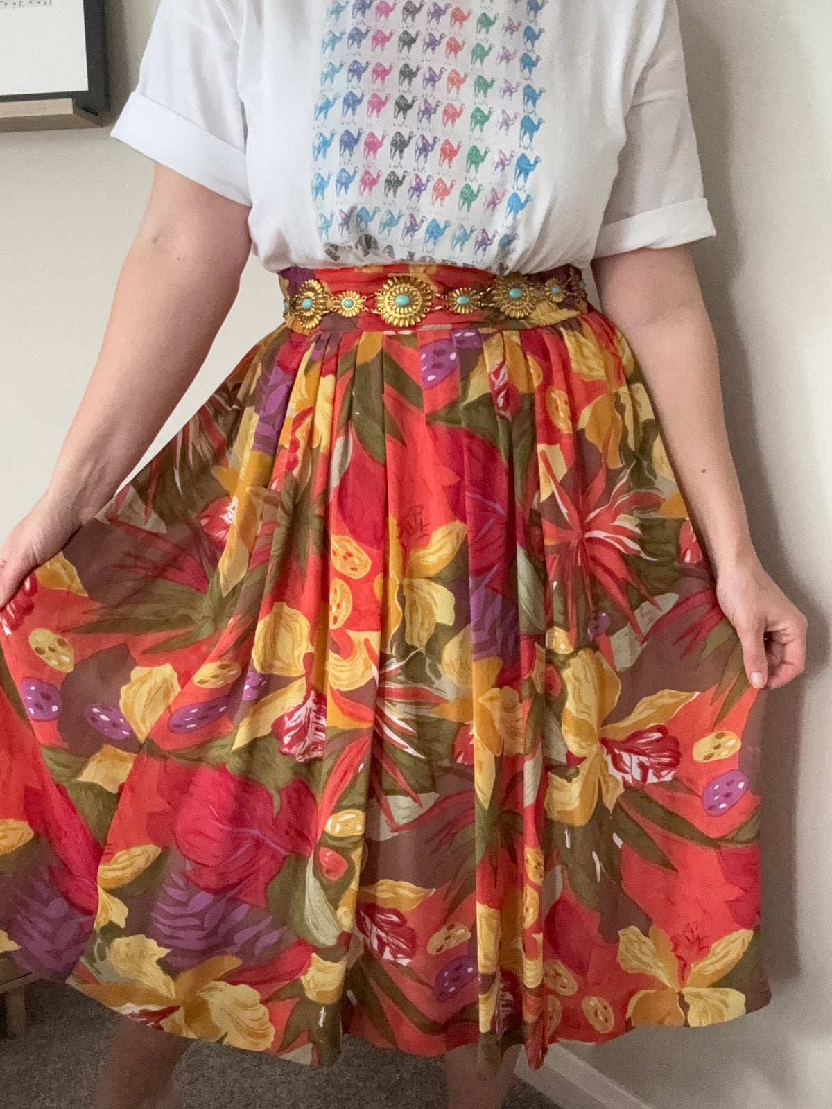 Vintage ‘orchid’ tropical skirt