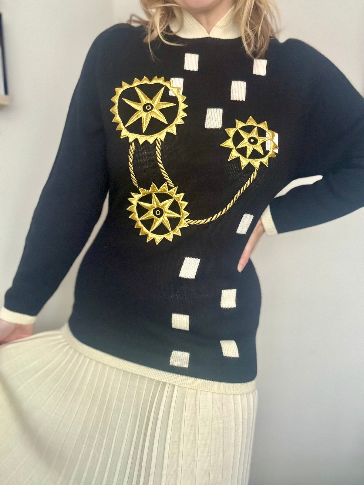 Vintage ‘gold & pleats’ two piece set