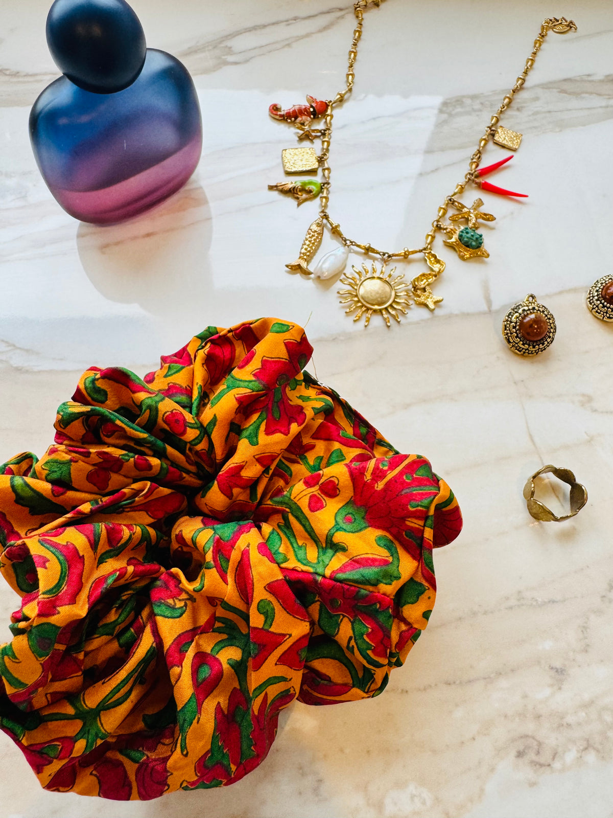 ‘Holiday’ vintage silk scrunchie
