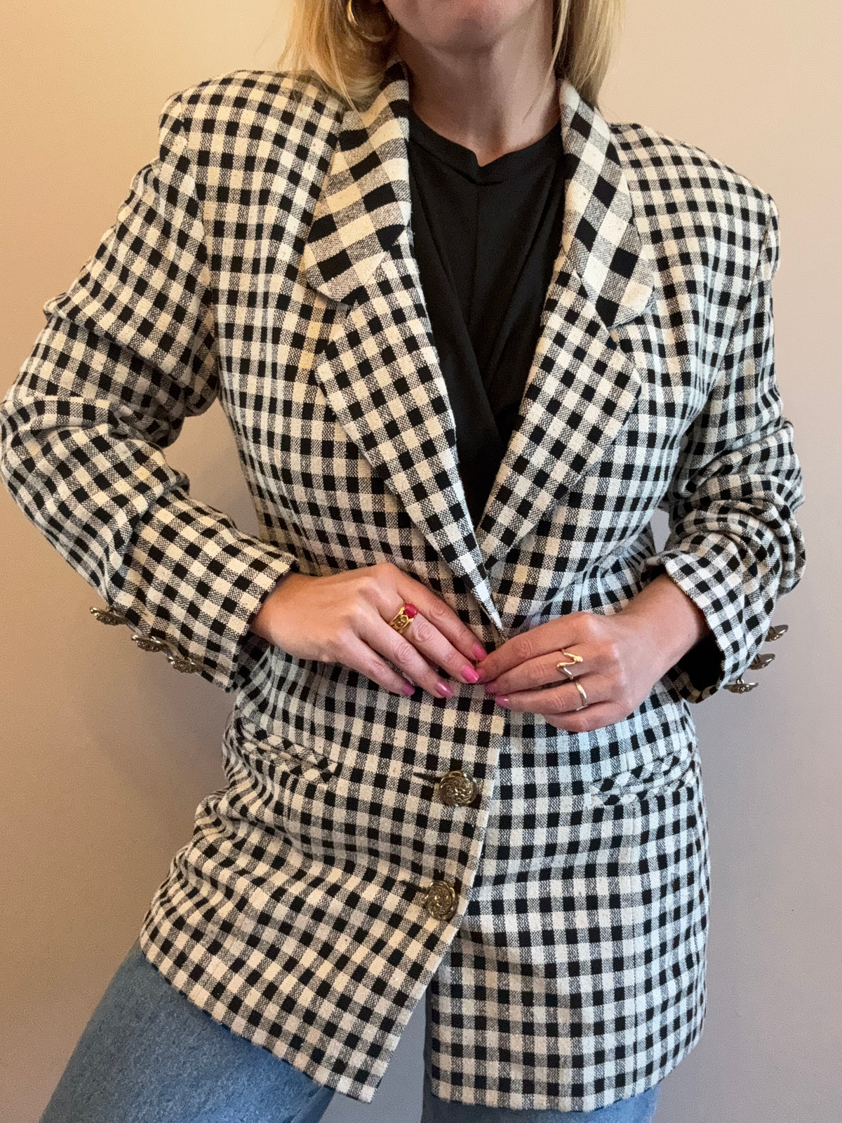 Vintage ‘gingham checkered’ blazer
