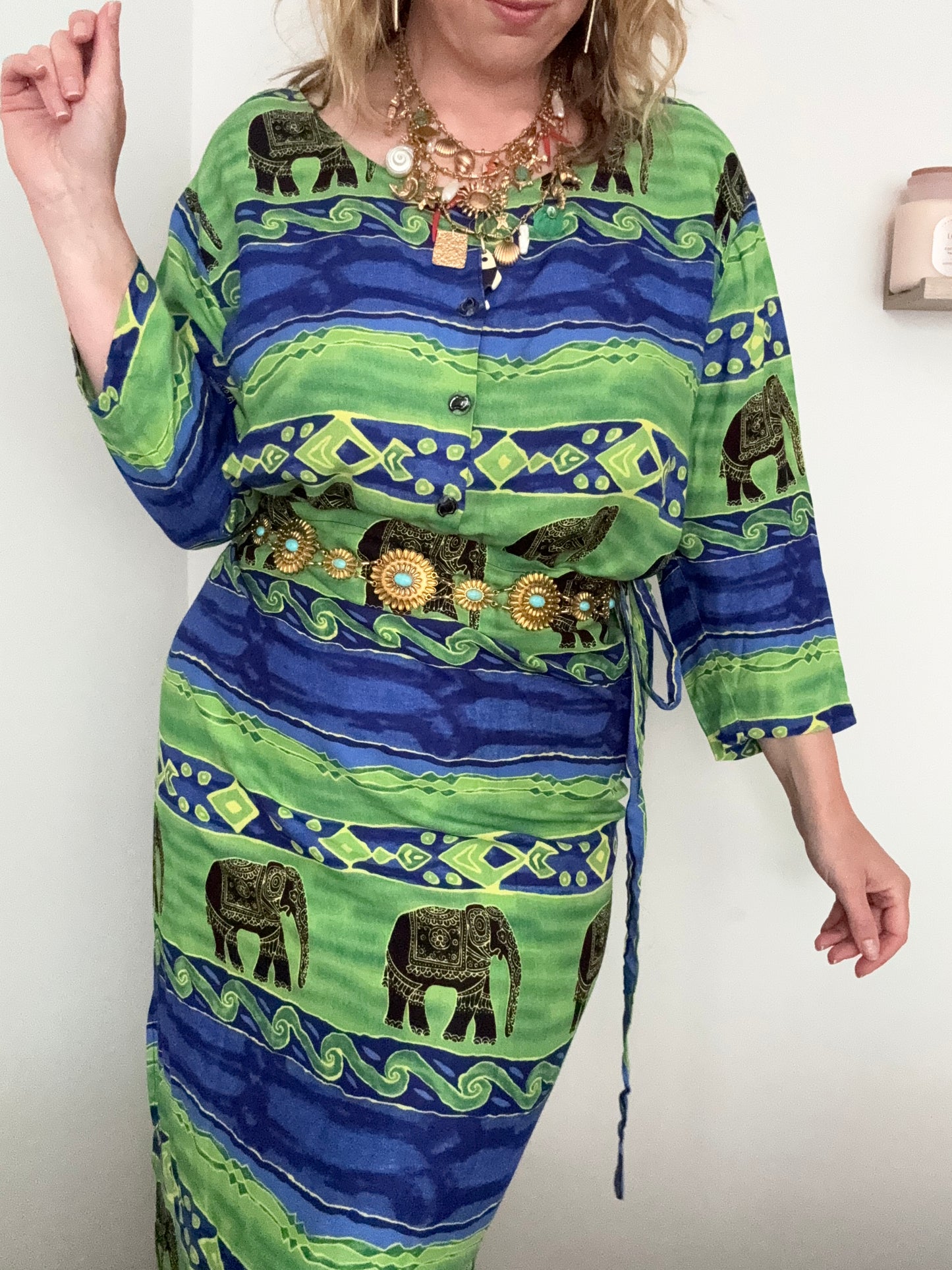 1990s elephant pattern two piece set