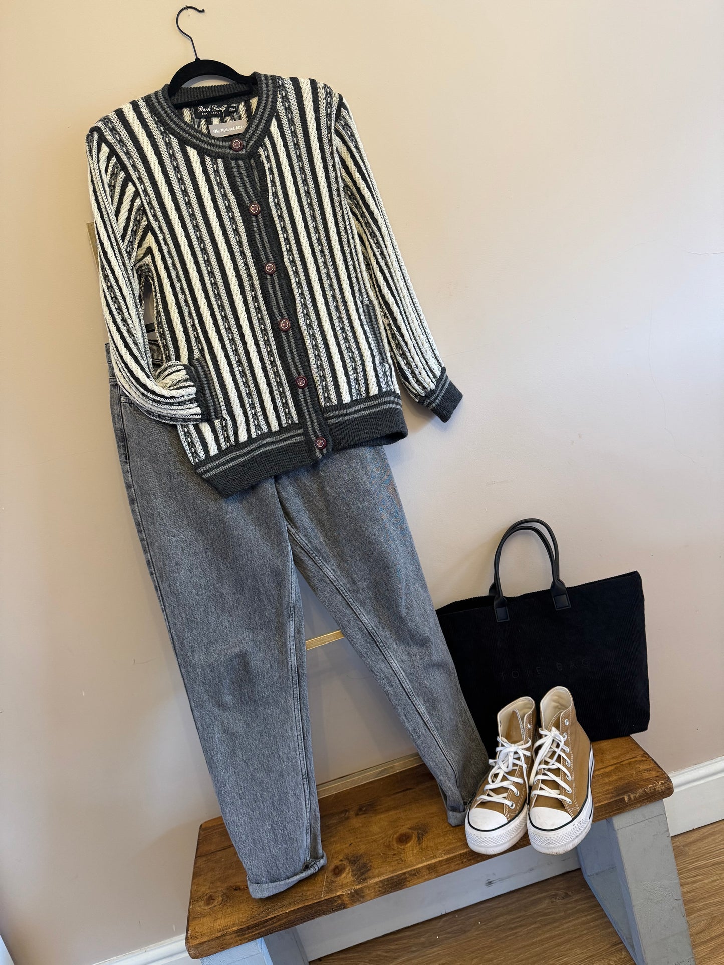 Vintage grey striped cardigan
