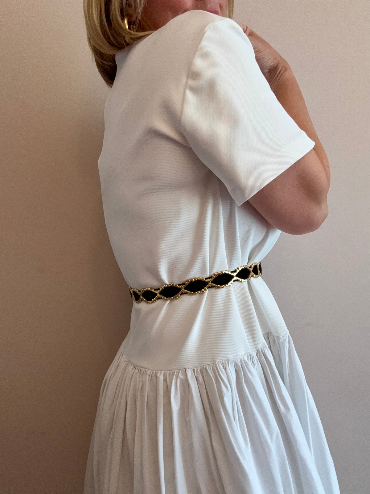White Contrast Dress