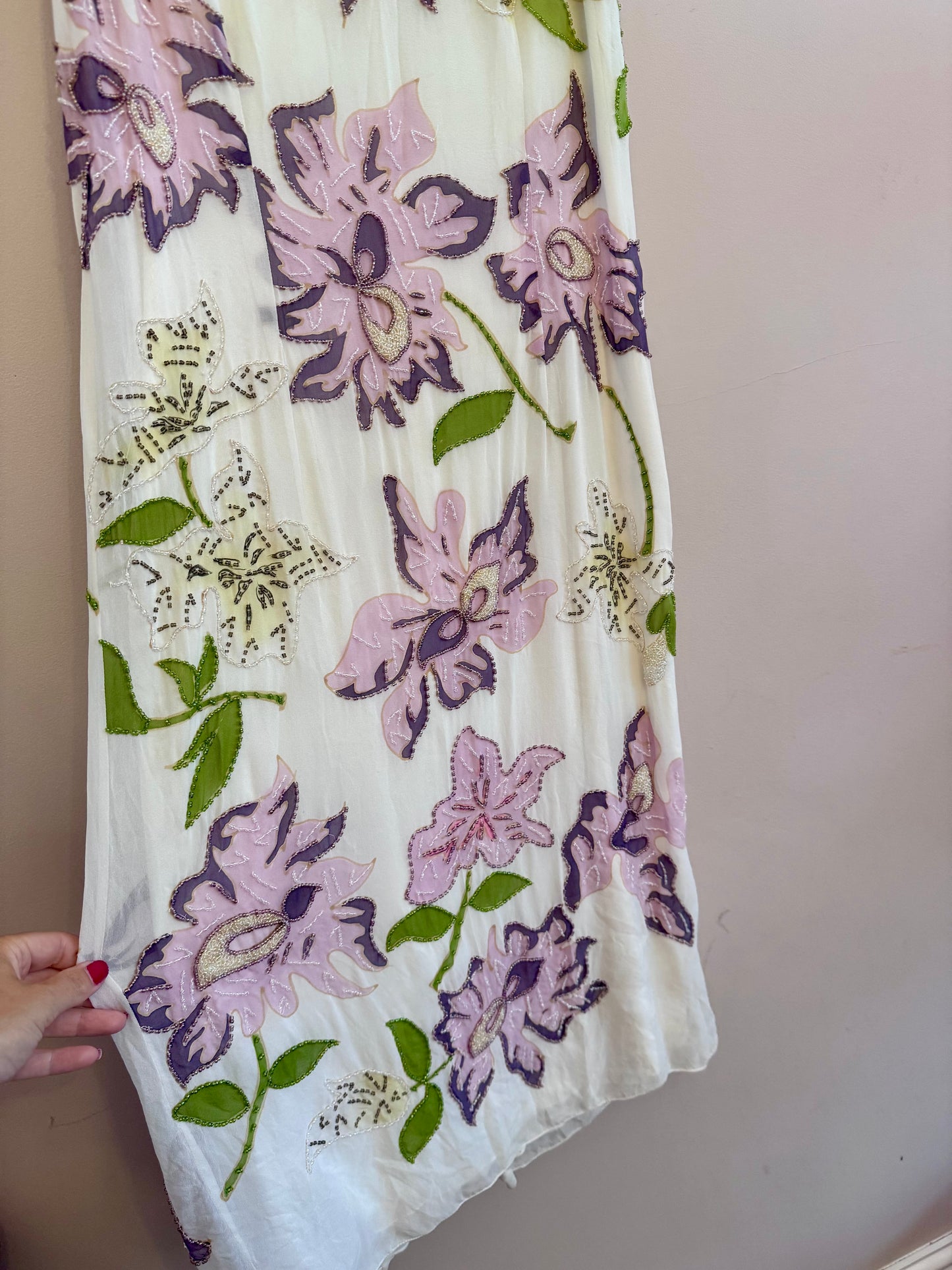 1990s beaded silk midi dress