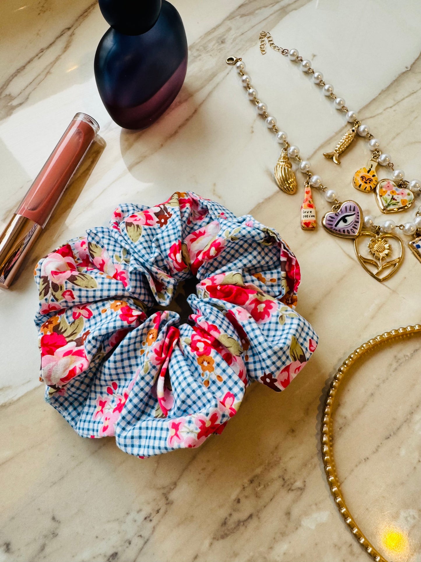 ‘Picnic’ floral spray scrunchie