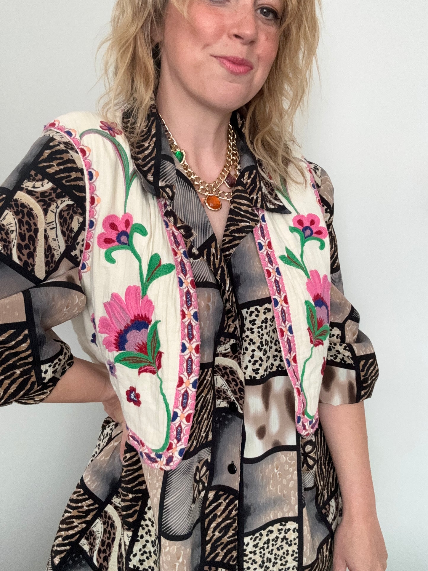 Zara embroidered open waistcoat