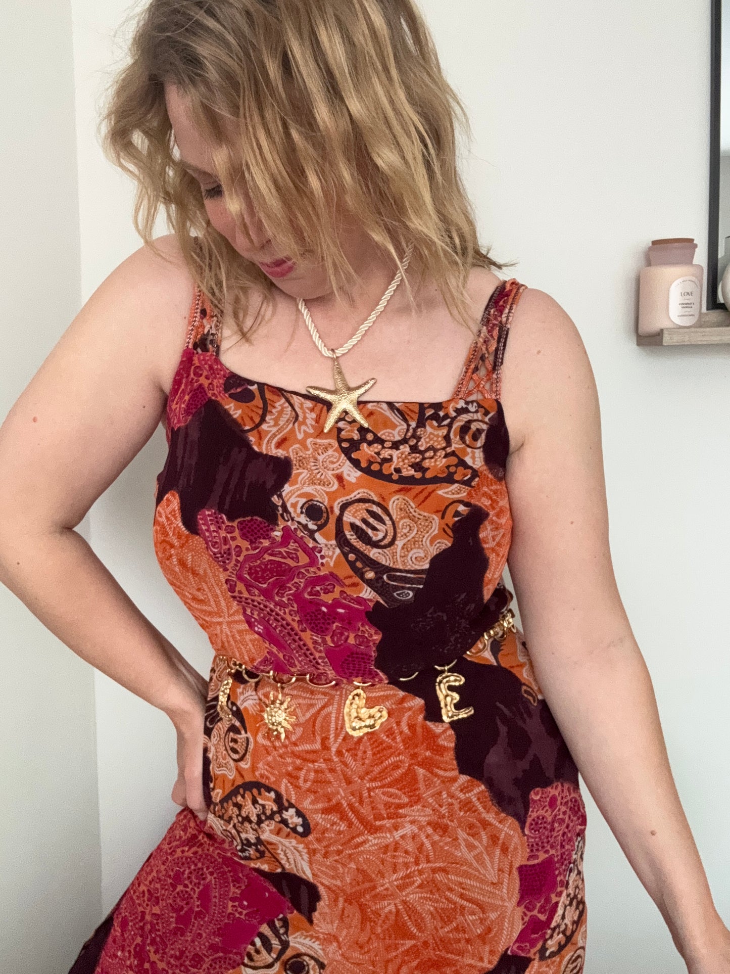 Vintage Y2K layered boho dress