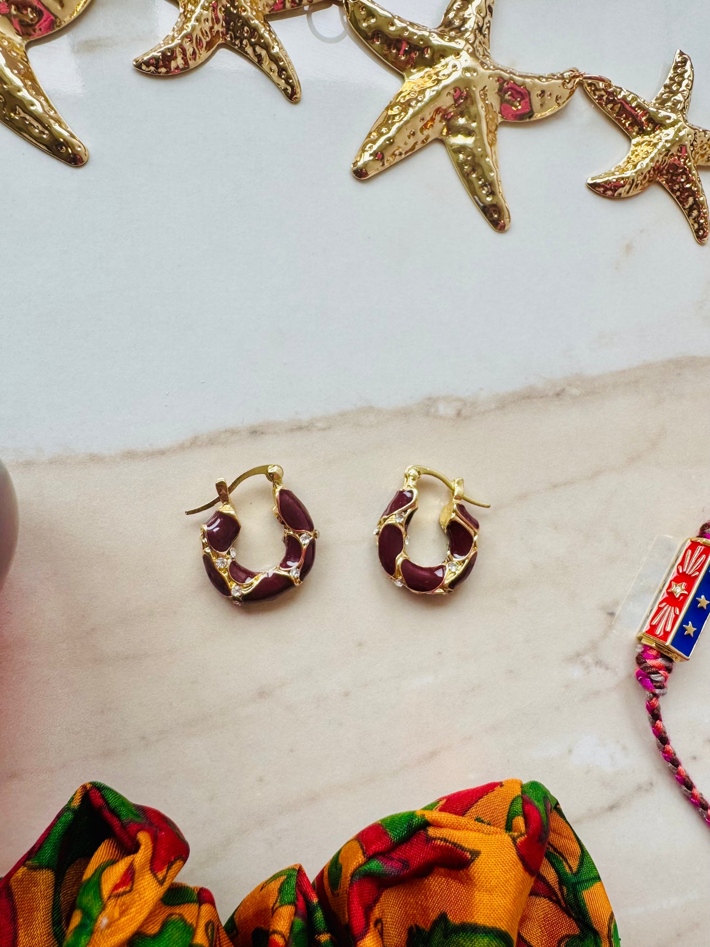 Enamel hoop earrings