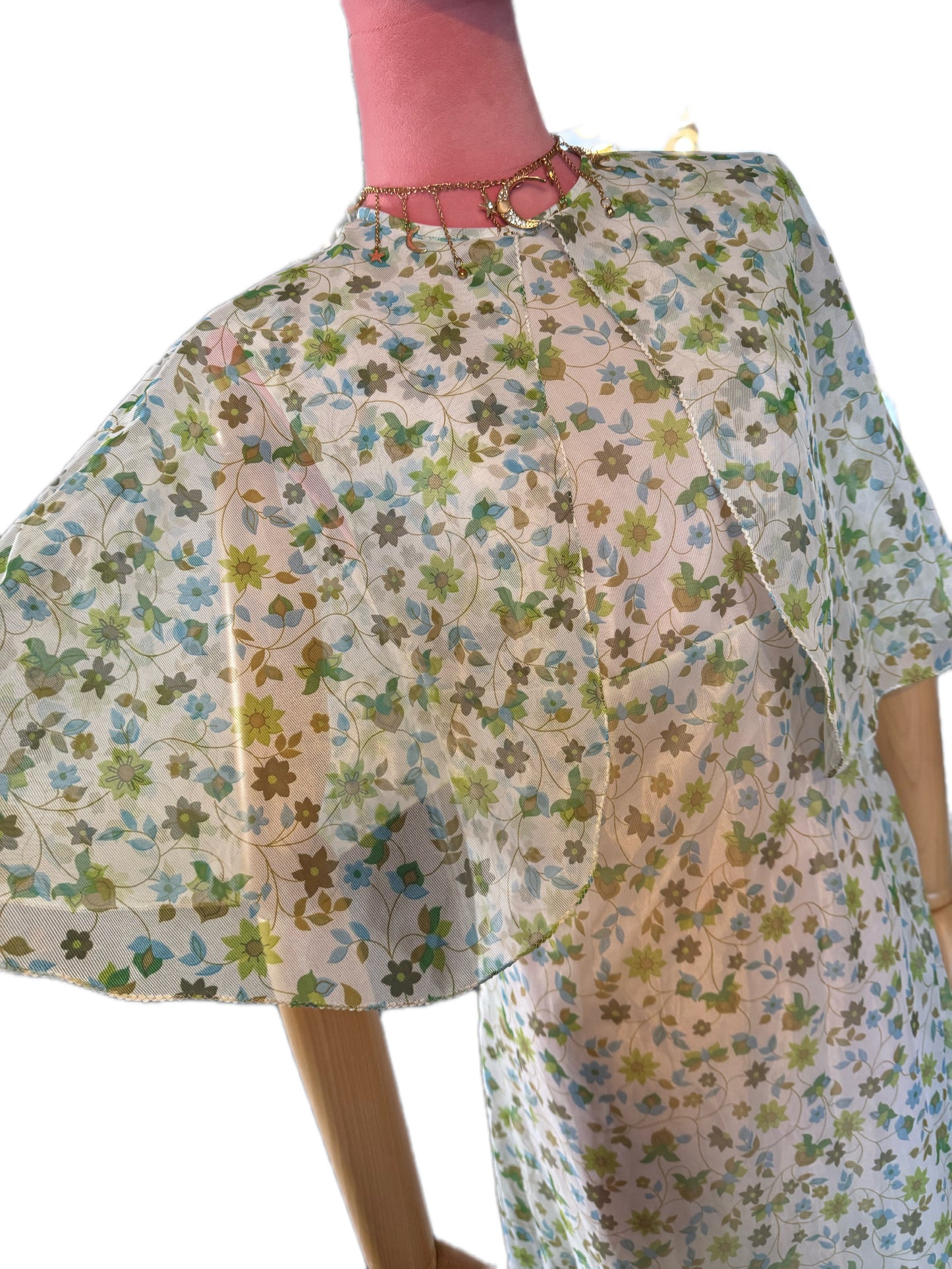 Vintage 1970s cape maxi dress