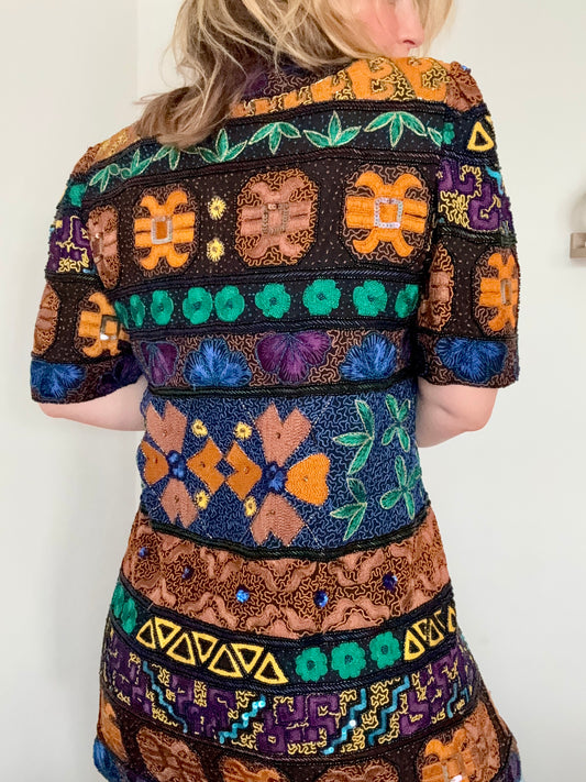 Vintage 1990s beaded, sequinned & embroidered trophy jacket.