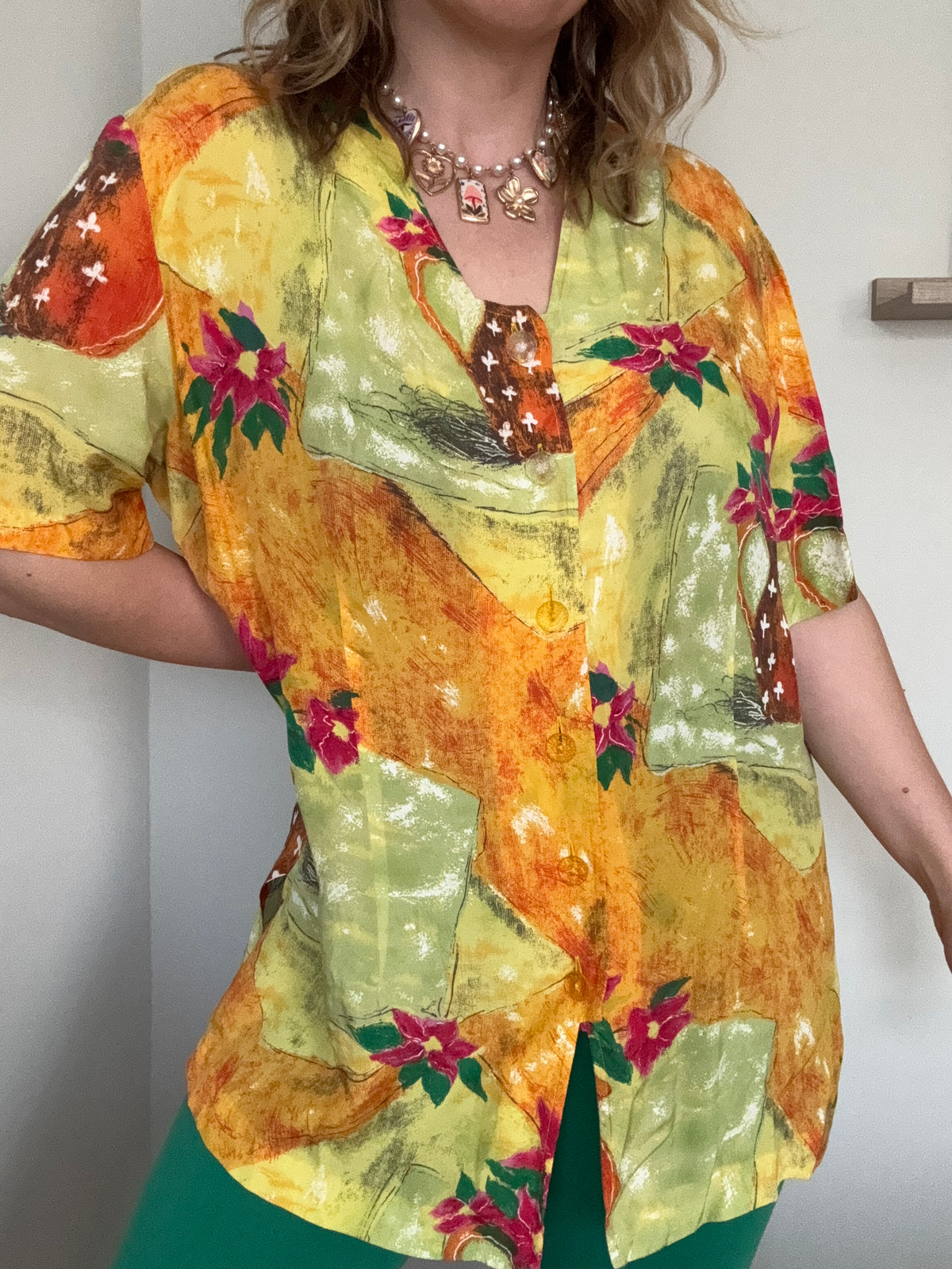 Vintage ‘art-to-wear’ print blouse