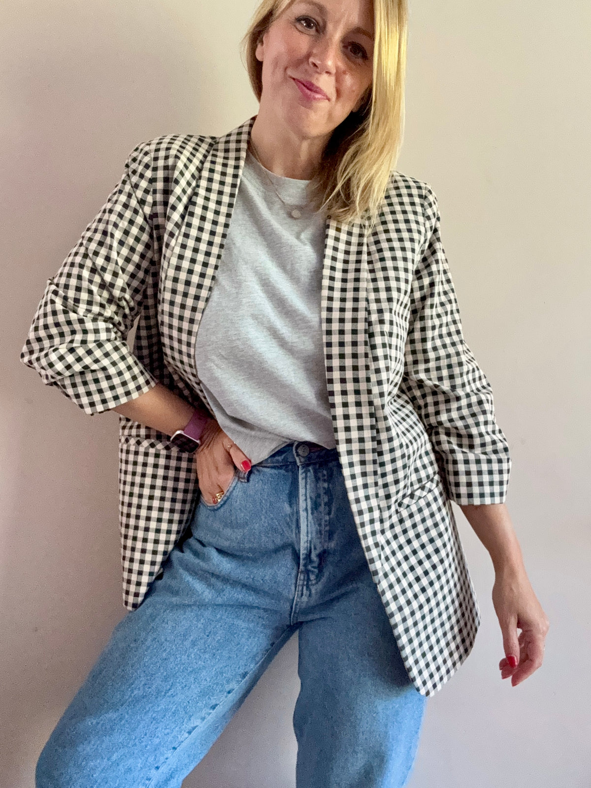 Gingham check blazer