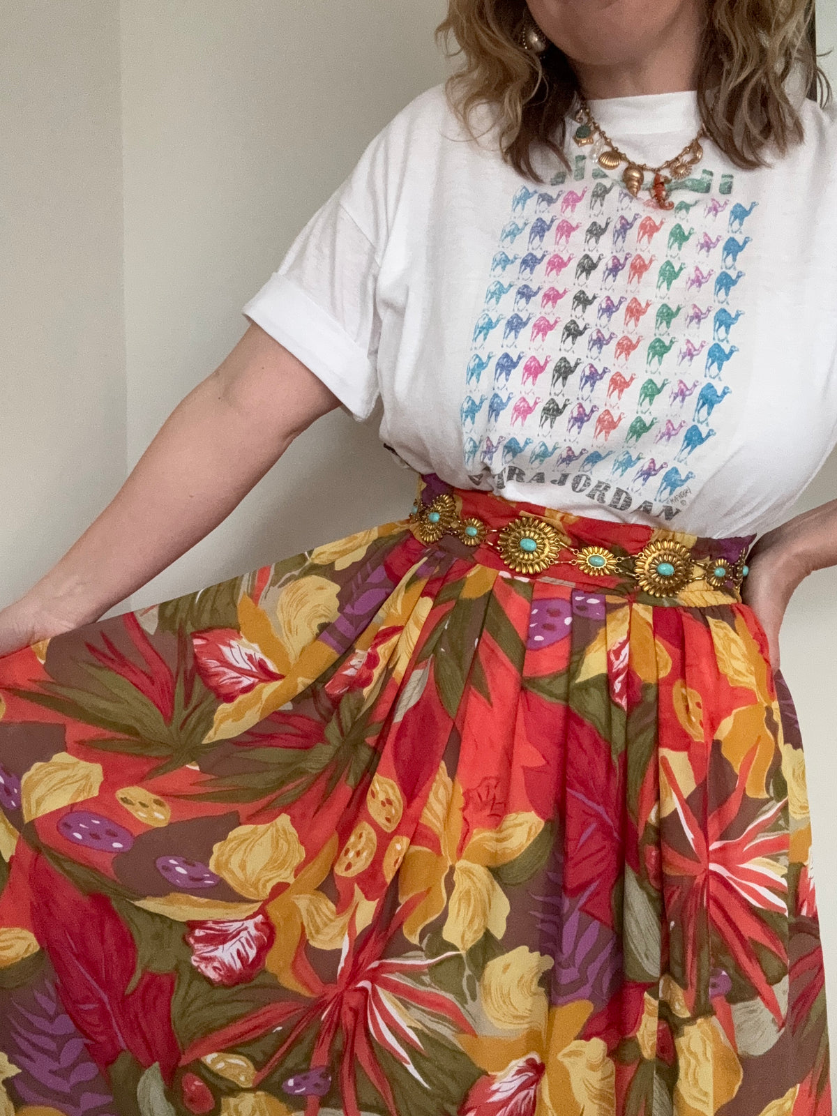 Vintage ‘orchid’ tropical skirt