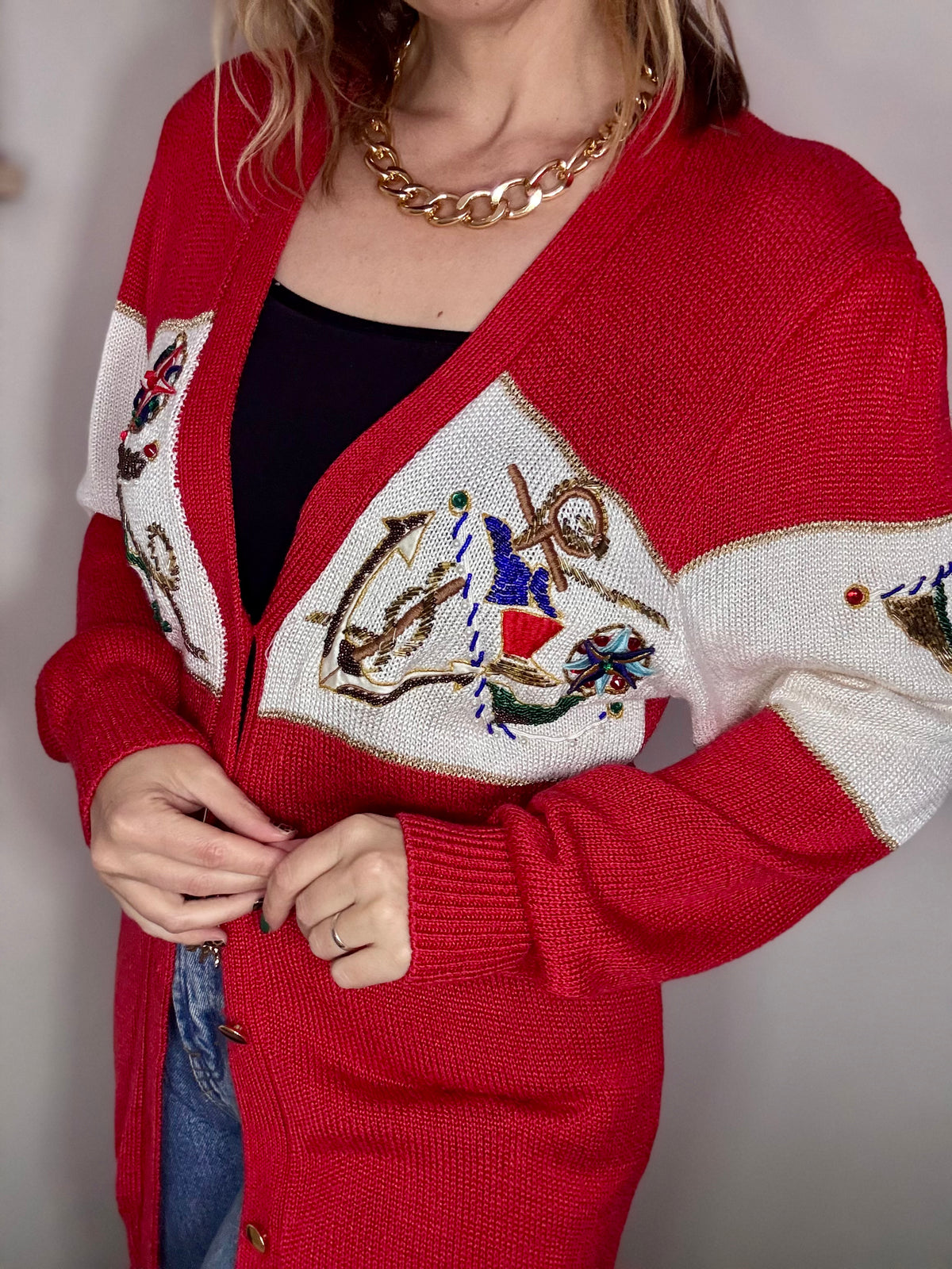 Vintage ‘beaded & nautical’ cardigan