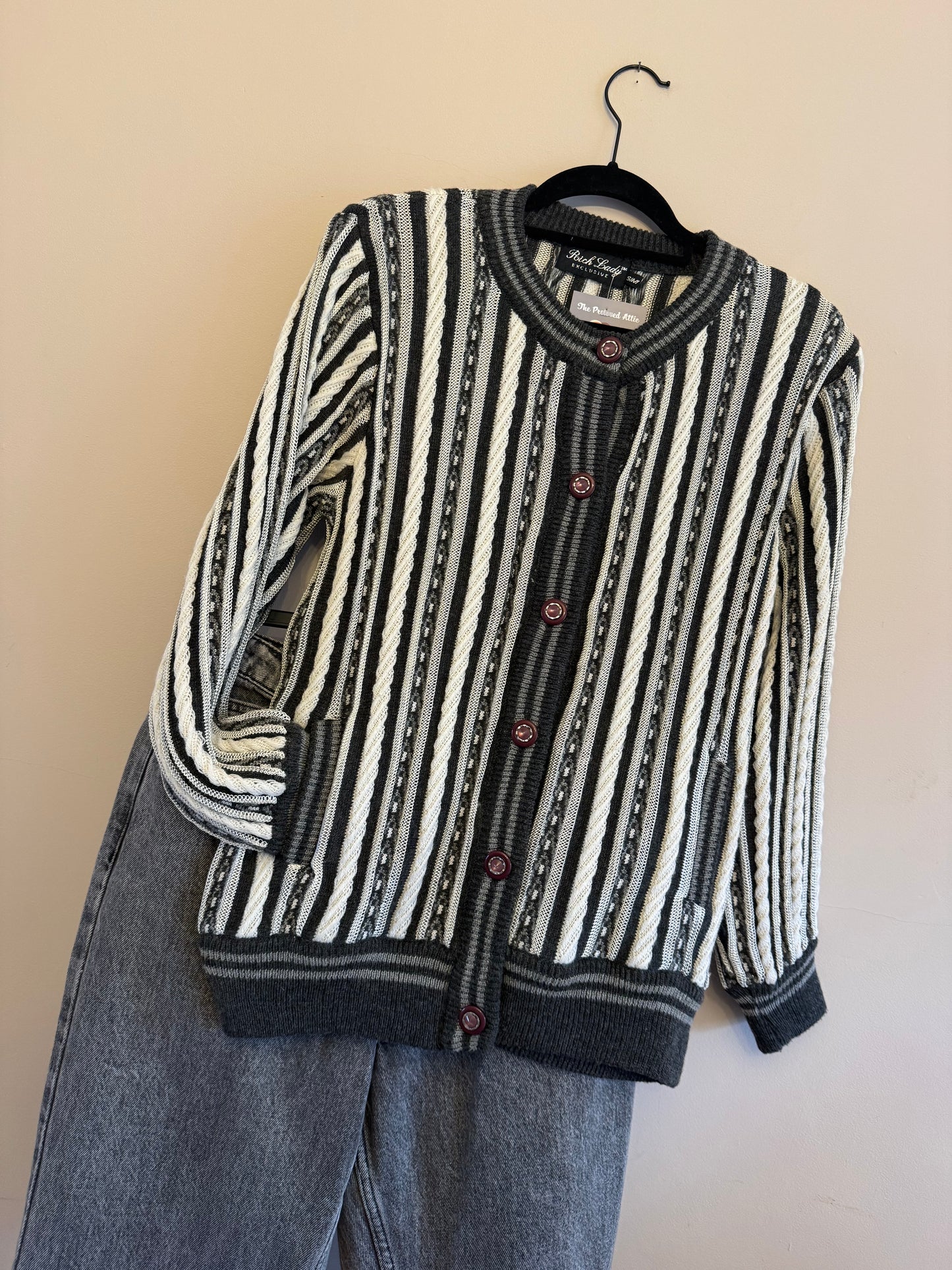 Vintage grey striped cardigan