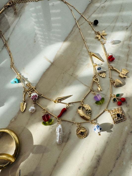 ‘Stacker’ charm necklace set.
