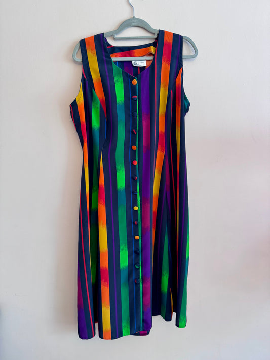Vintage 90s rainbow stripe dress