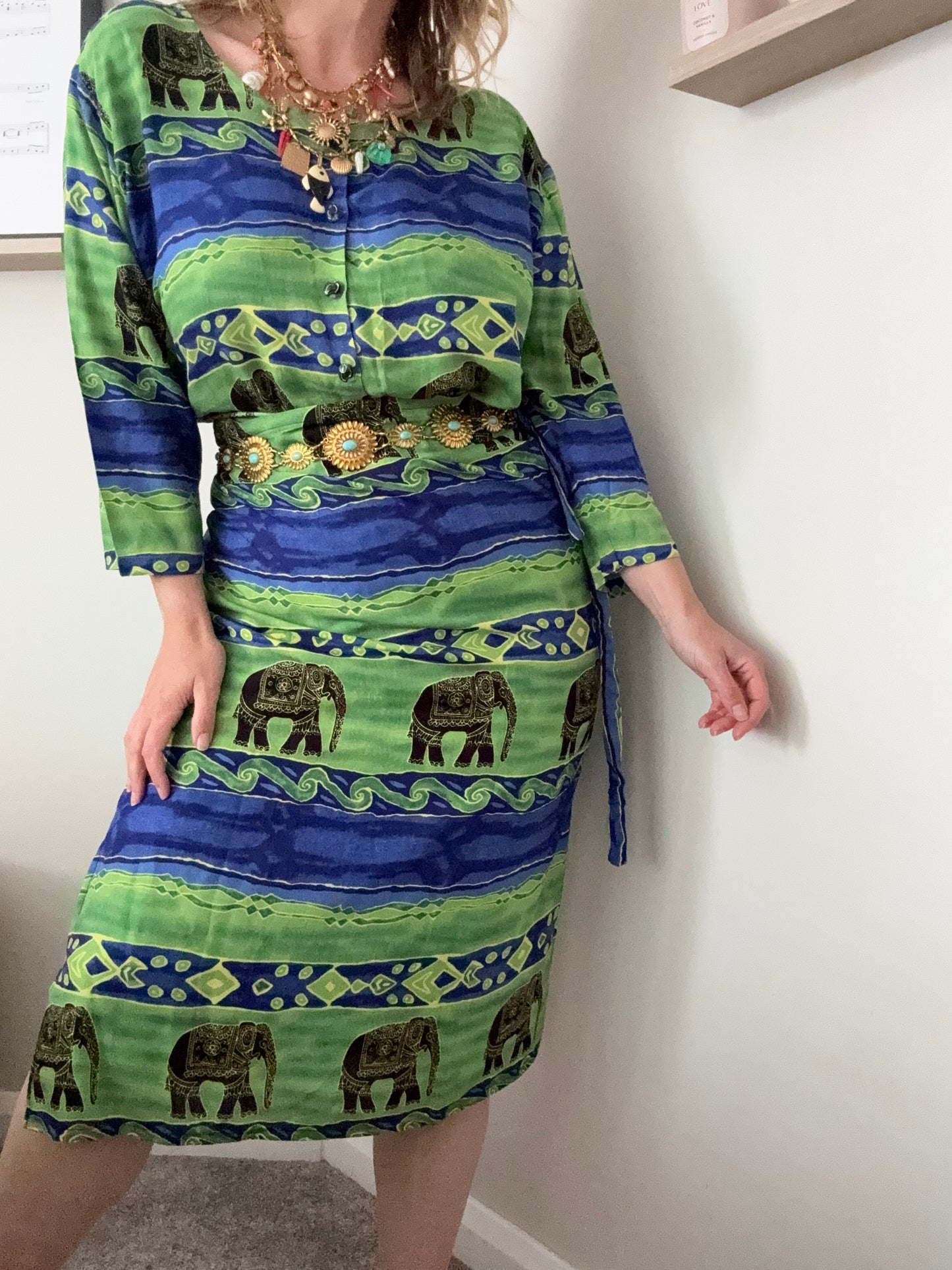 1990s elephant pattern two piece set