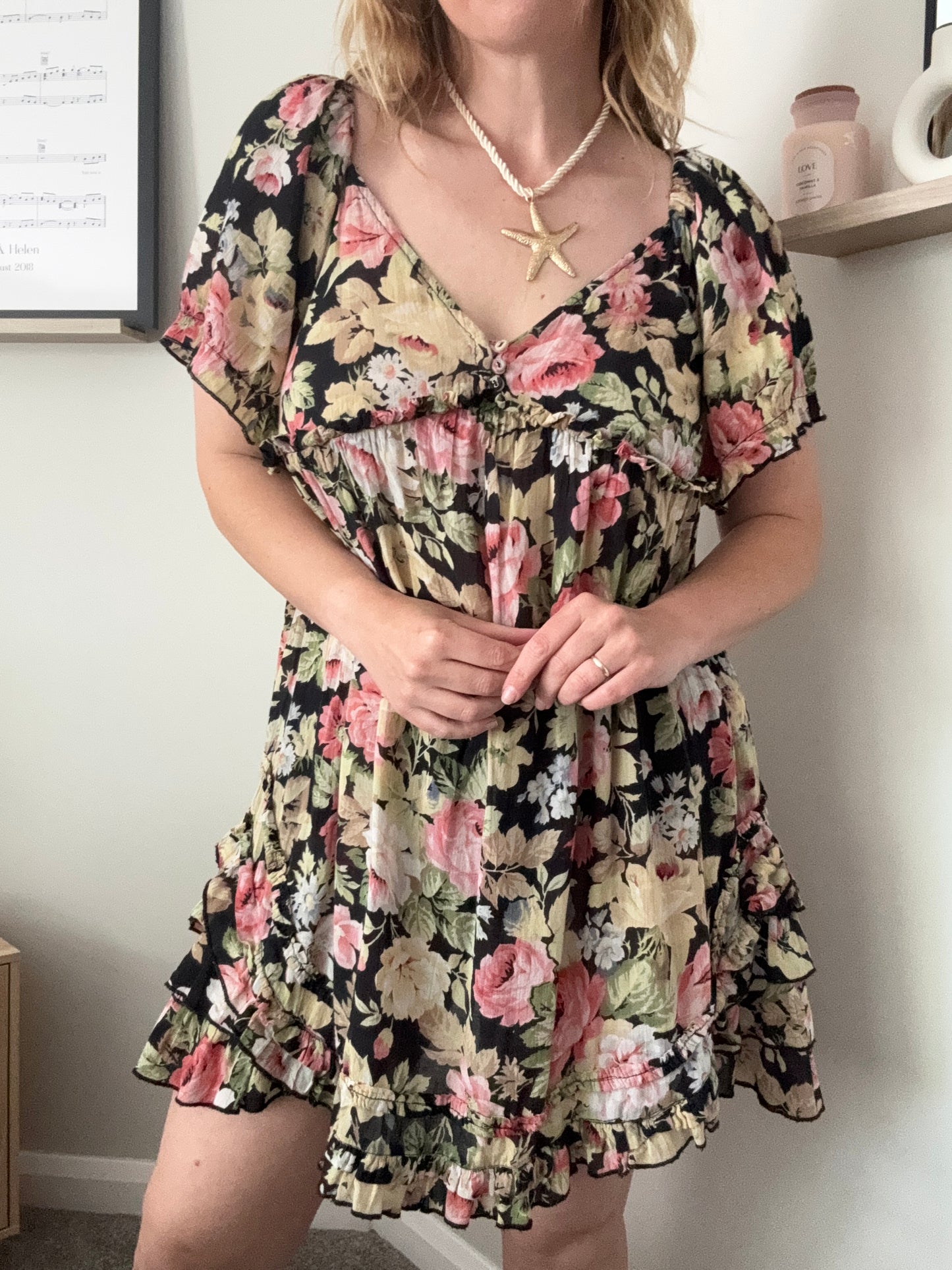 Y2K floral smock day dress