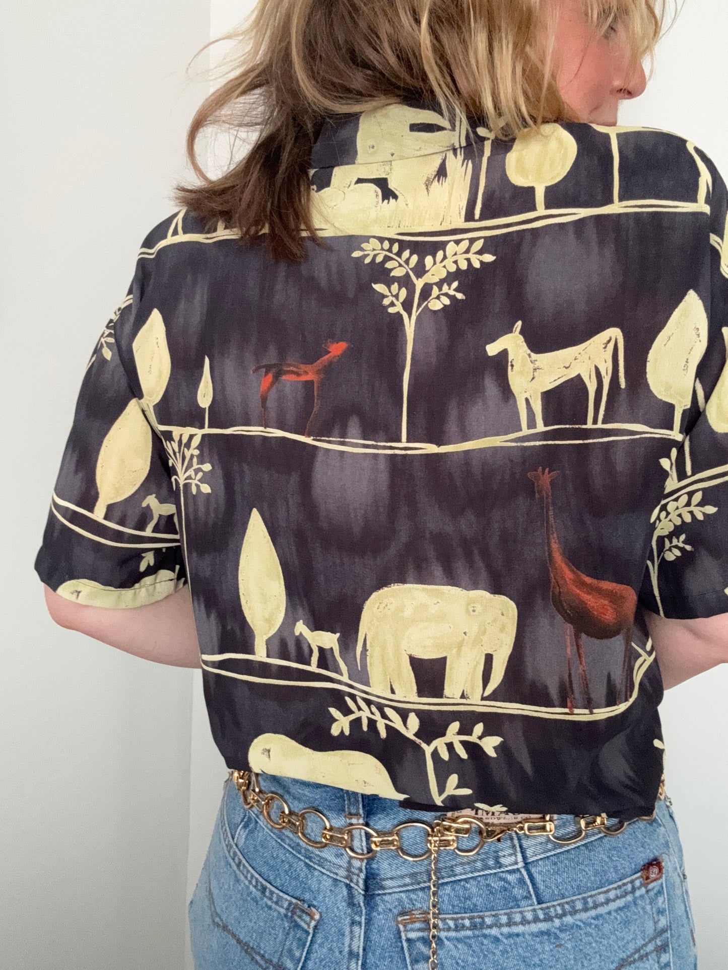 Vintage safari animal print shirt