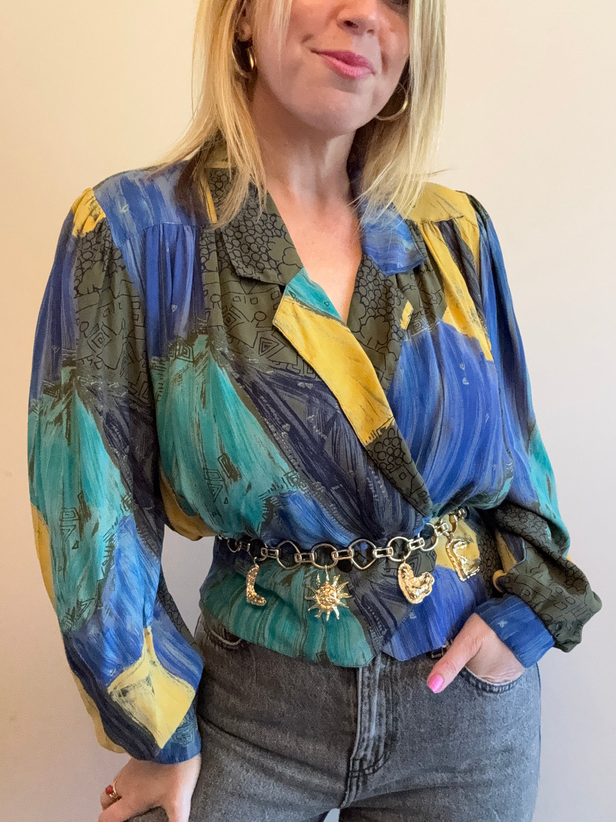 Vintage 1980s ‘vibrant’ abstract blouse