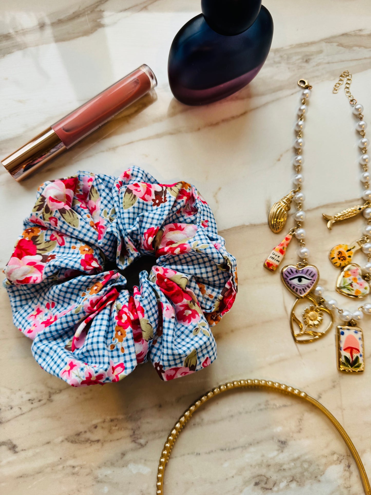 ‘Picnic’ floral spray scrunchie