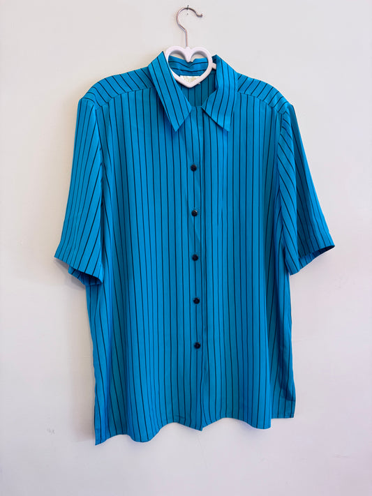 Emerald green striped blouse