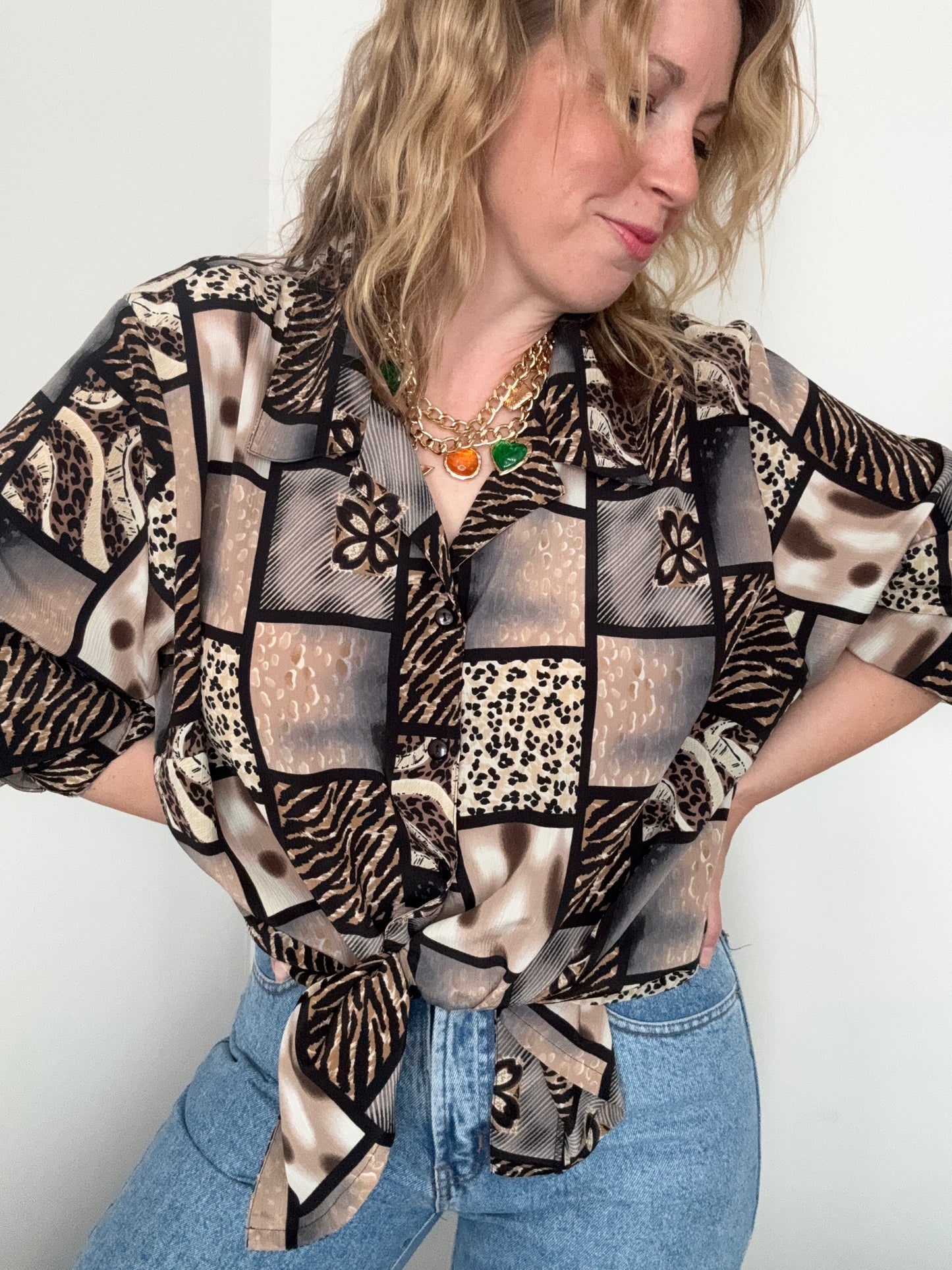 Vintage 1990s ‘animal print patchwork’ shirt