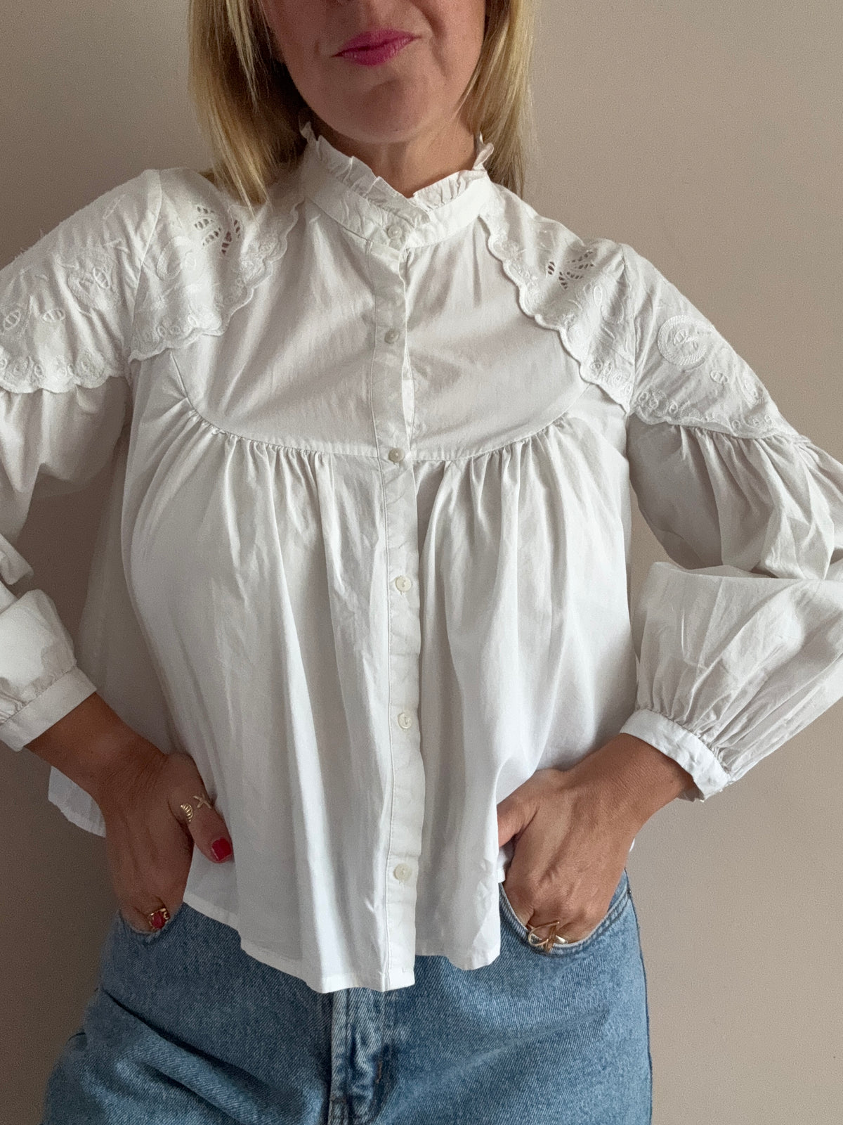 White Broderie Anglaise Blouse