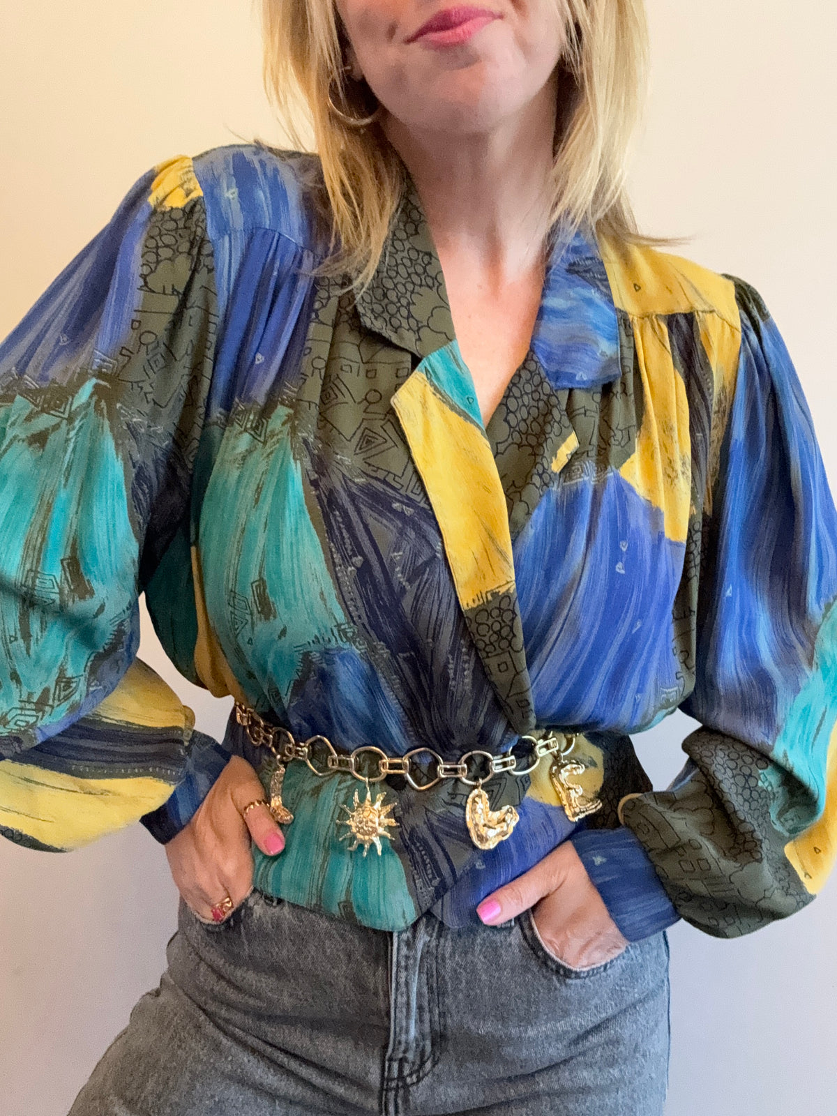 Vintage 1980s ‘vibrant’ abstract blouse