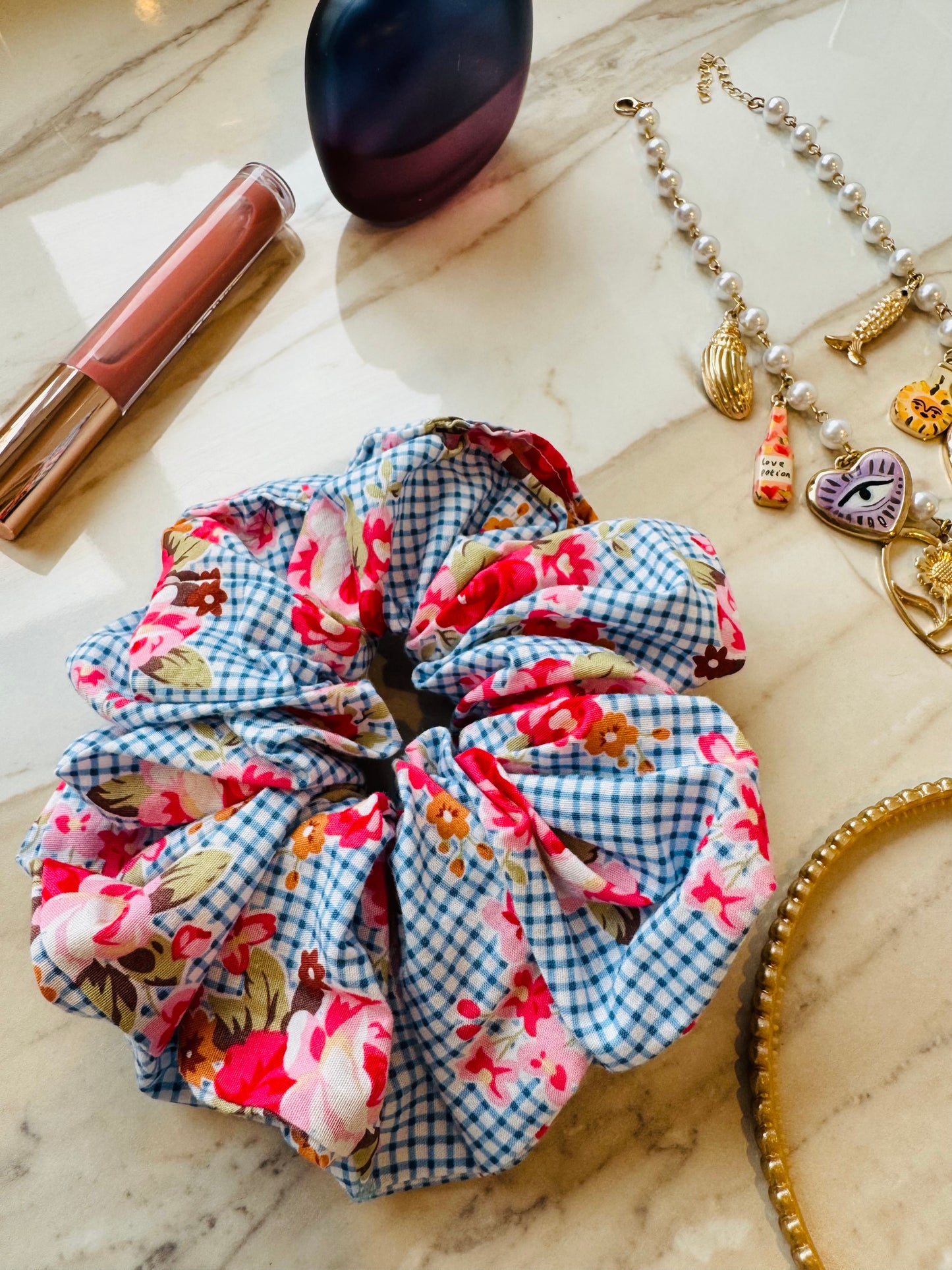 ‘Picnic’ floral spray scrunchie
