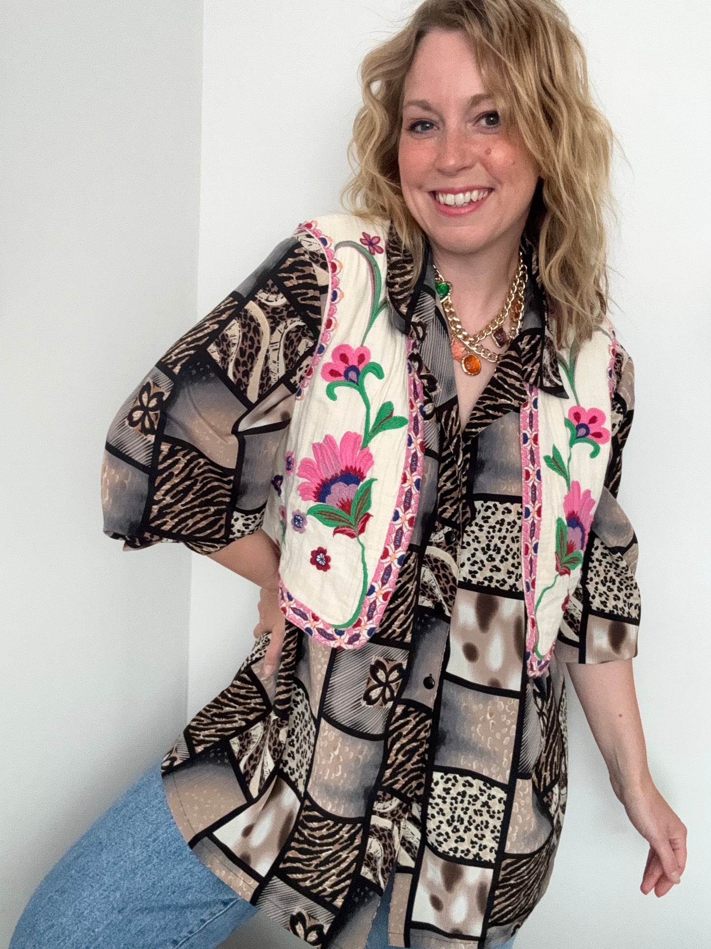 Zara embroidered open waistcoat