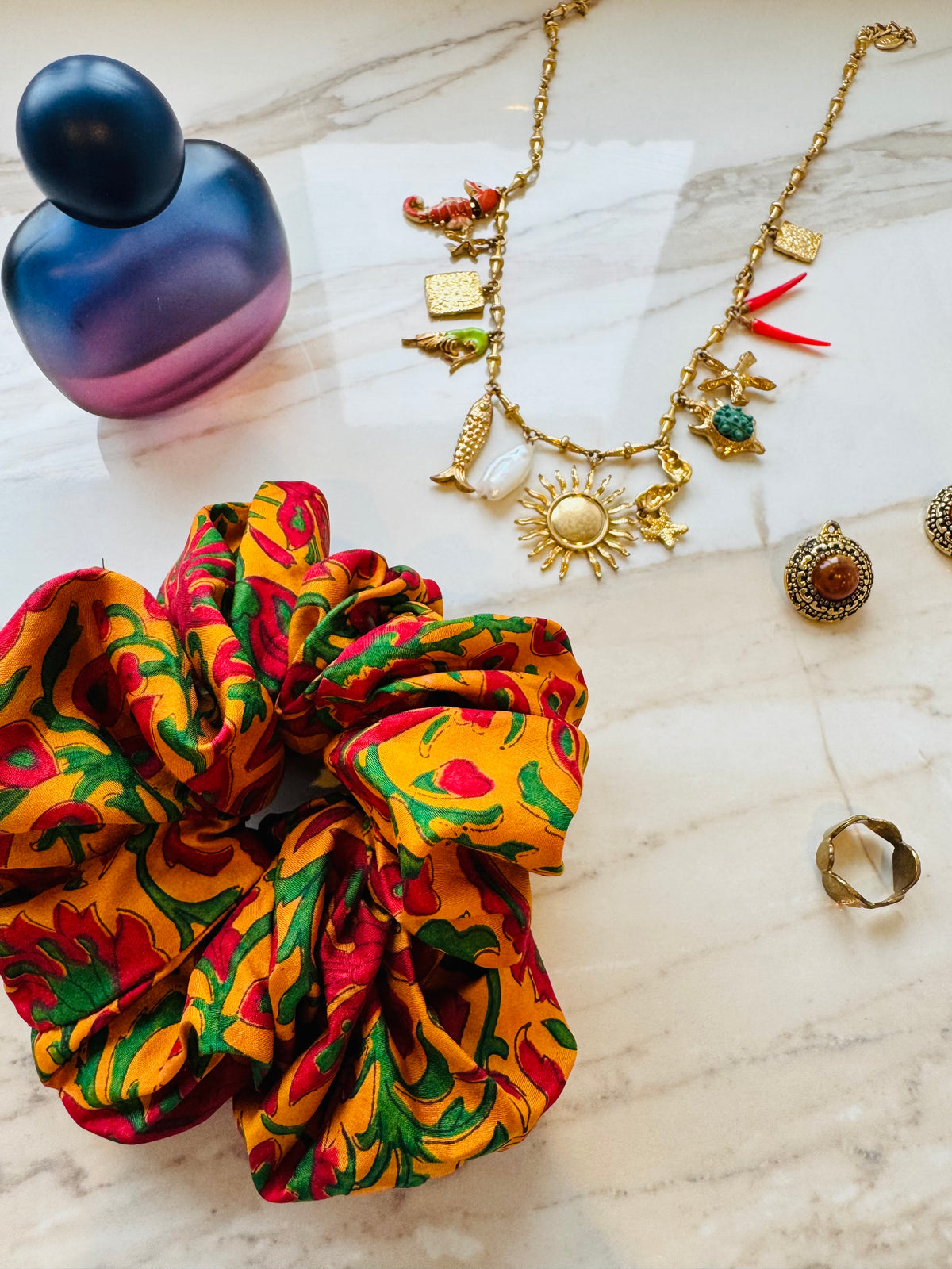 ‘Holiday’ vintage silk scrunchie