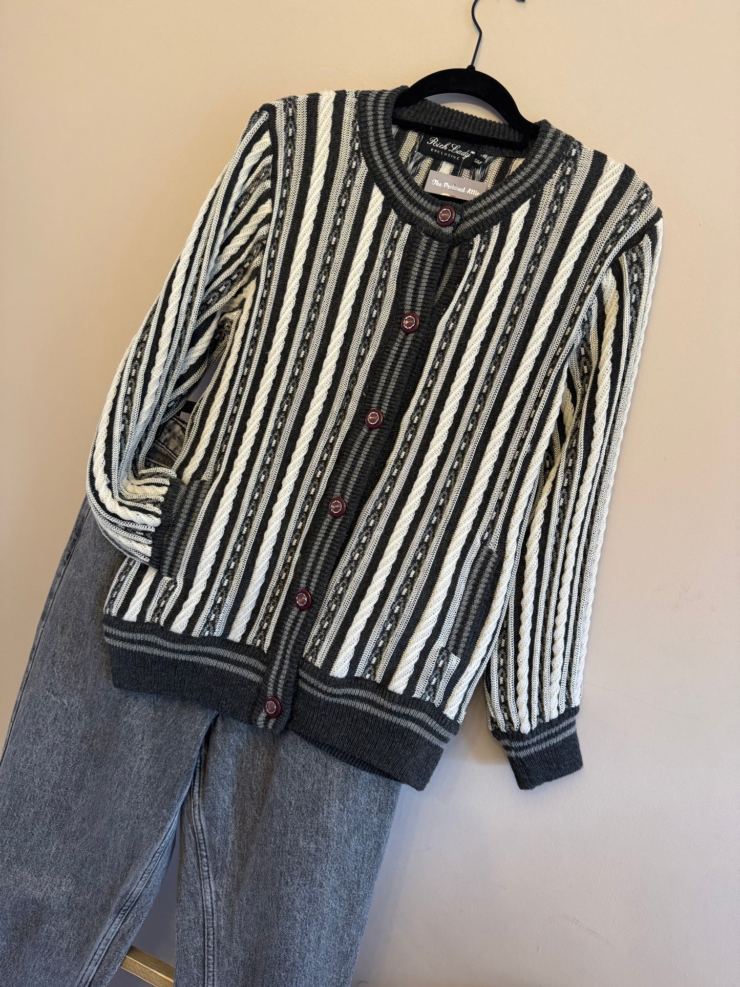 Vintage grey striped cardigan