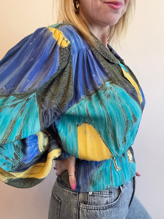 Vintage 1980s ‘vibrant’ abstract blouse