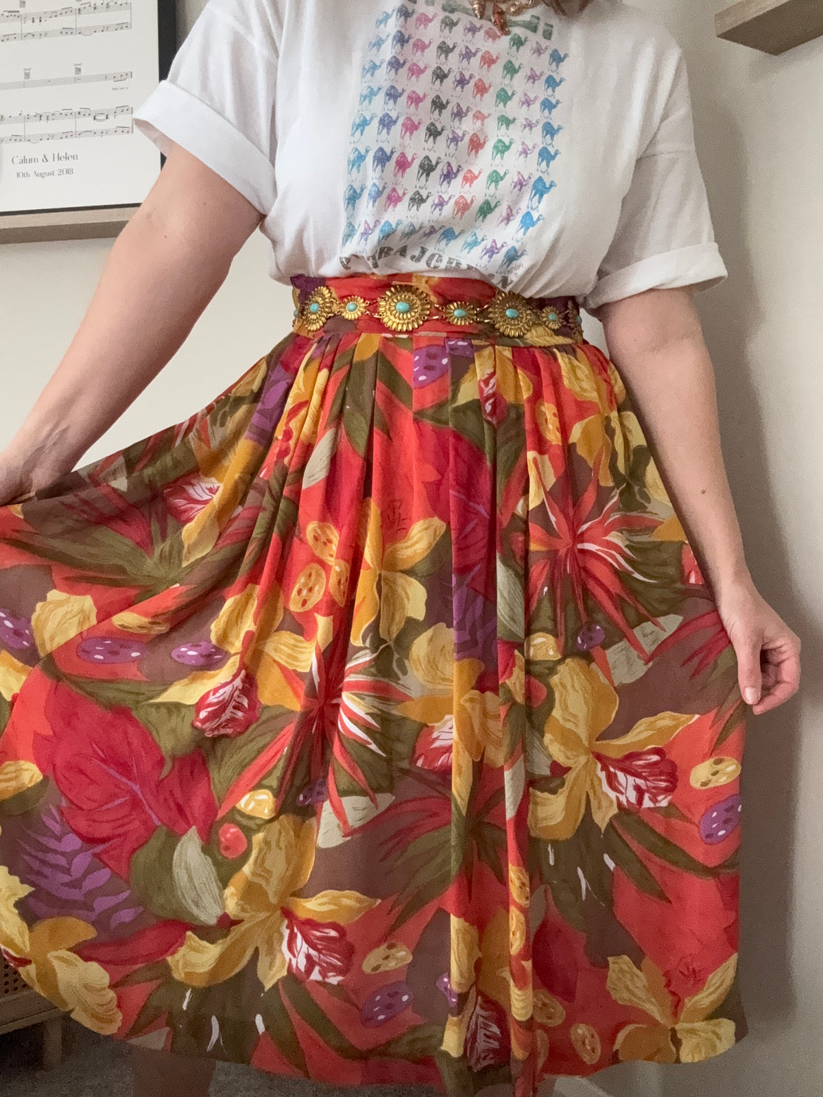 Vintage ‘orchid’ tropical skirt