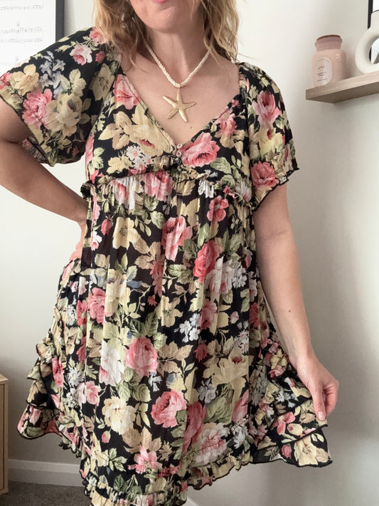 Y2K floral smock day dress