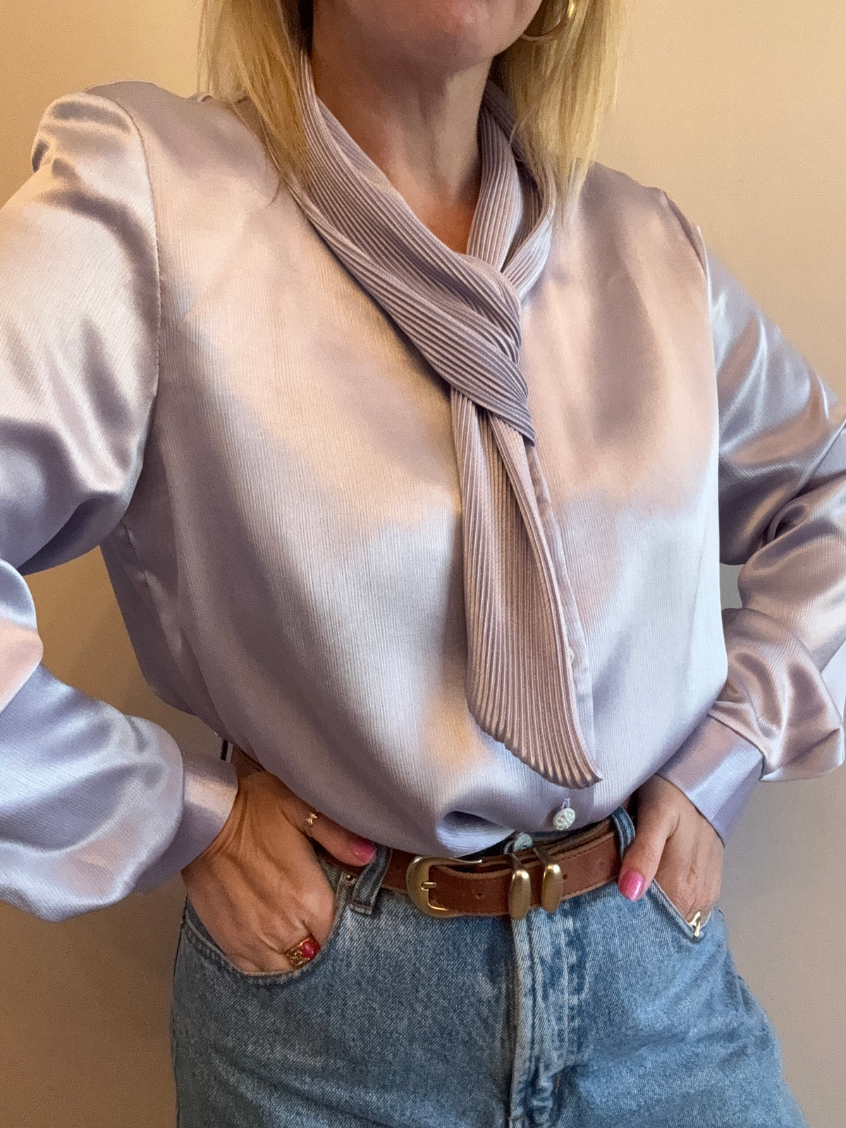 Vintage ‘pleated neck tie’ blouse