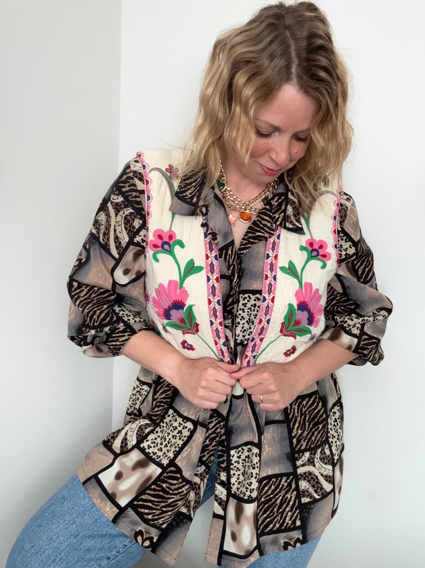 Zara embroidered open waistcoat