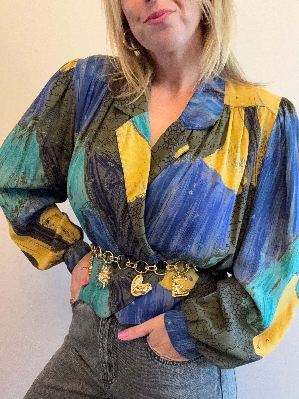 Vintage 1980s ‘vibrant’ abstract blouse