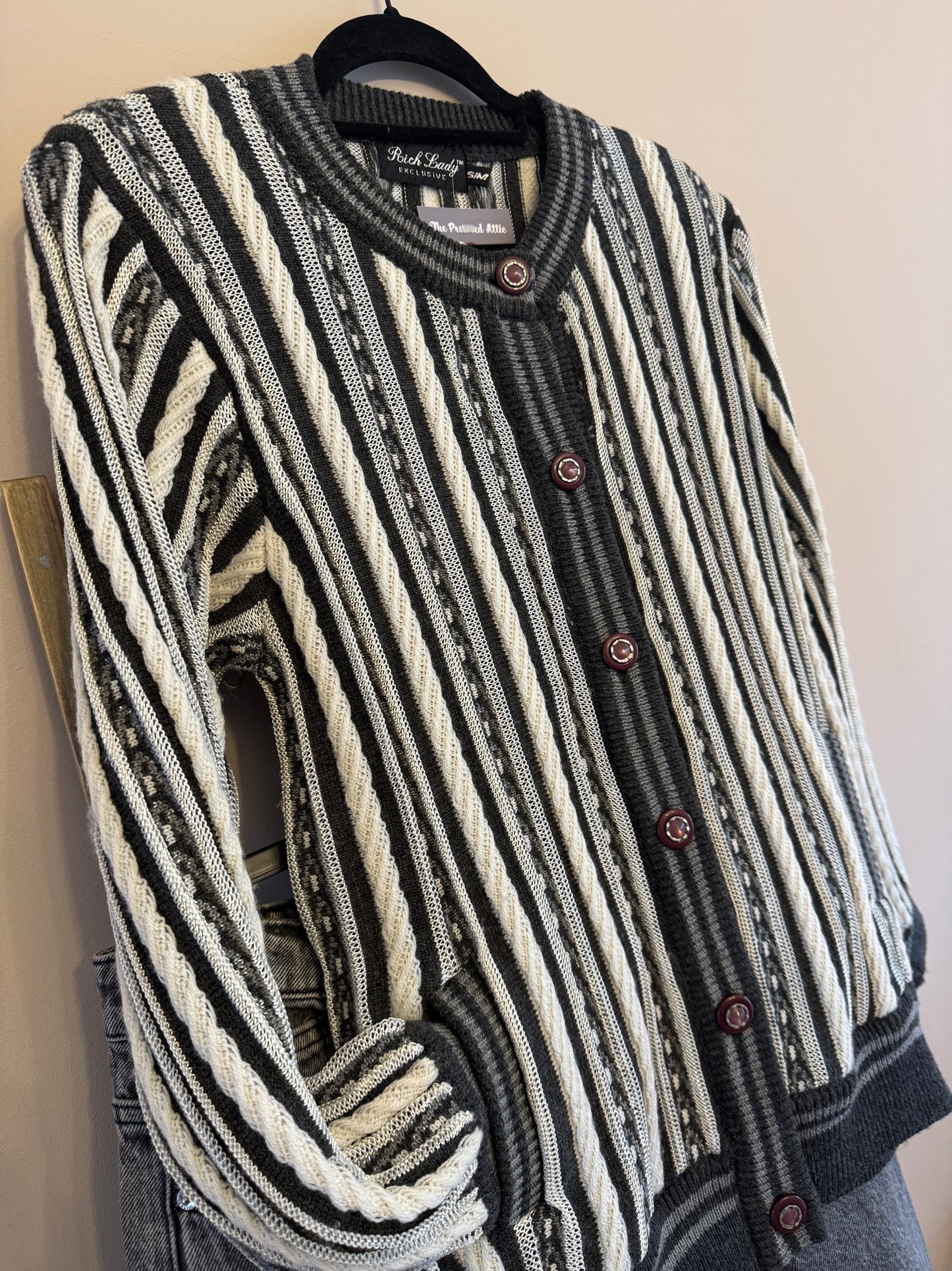 Vintage grey striped cardigan