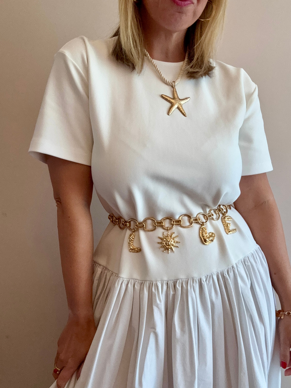 White Contrast Dress