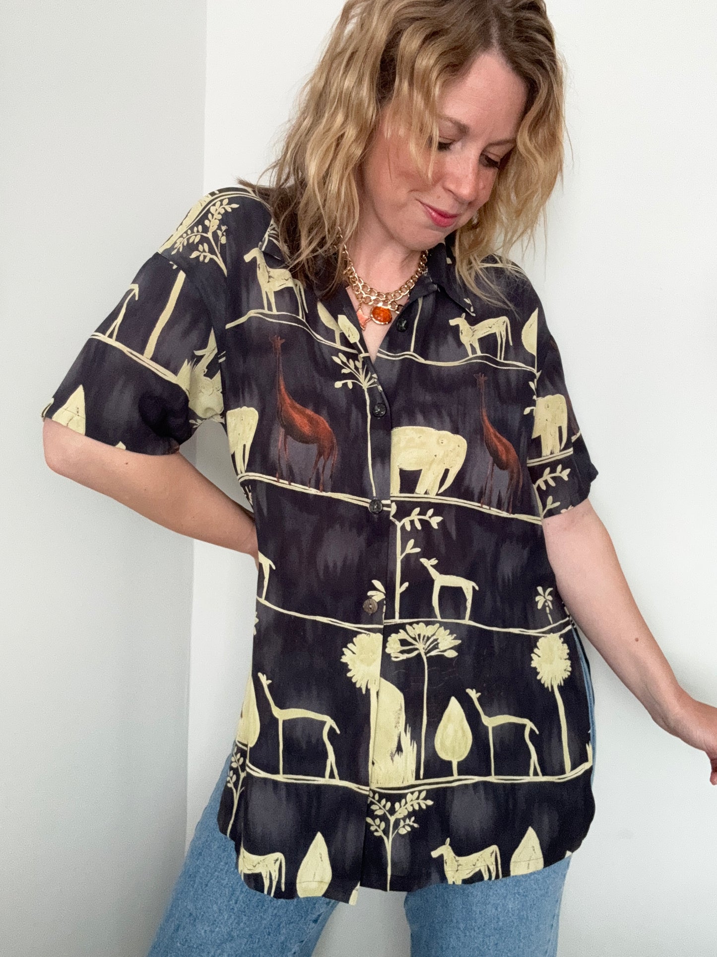 Vintage safari animal print shirt