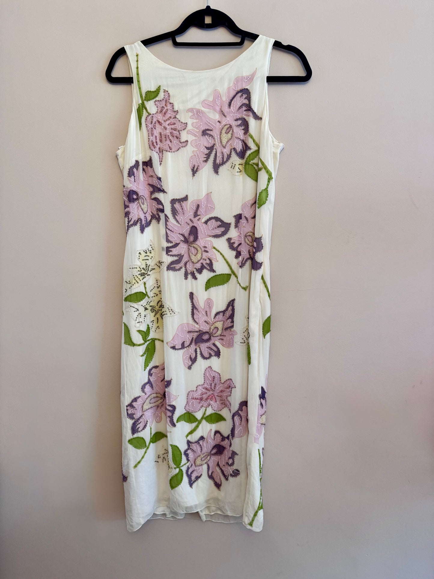 1990s beaded silk midi dress